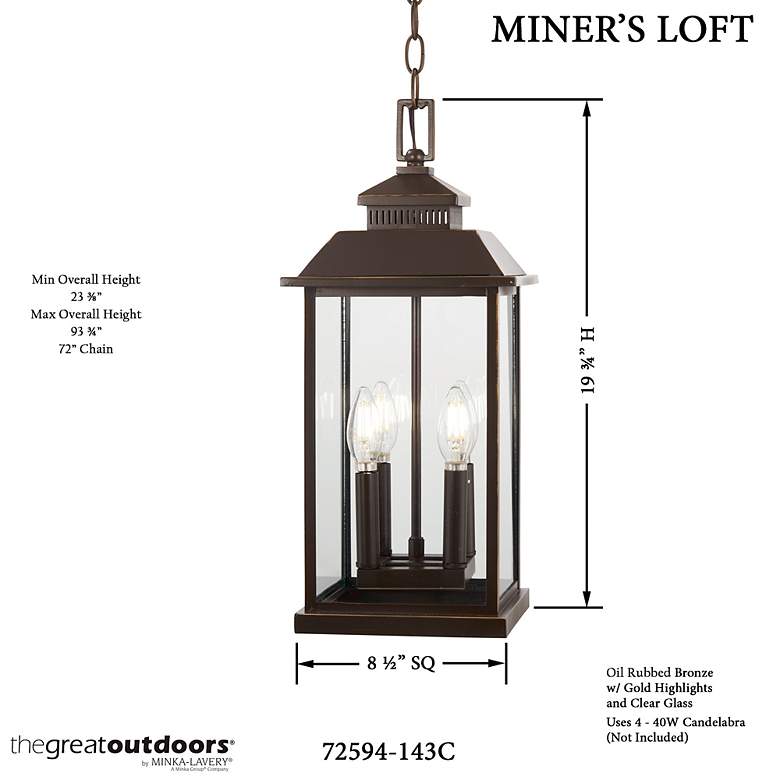 Image 4 The Great Outdoors Miner's Loft 4-Light Bronze and Gold OD Hung Lantern more views
