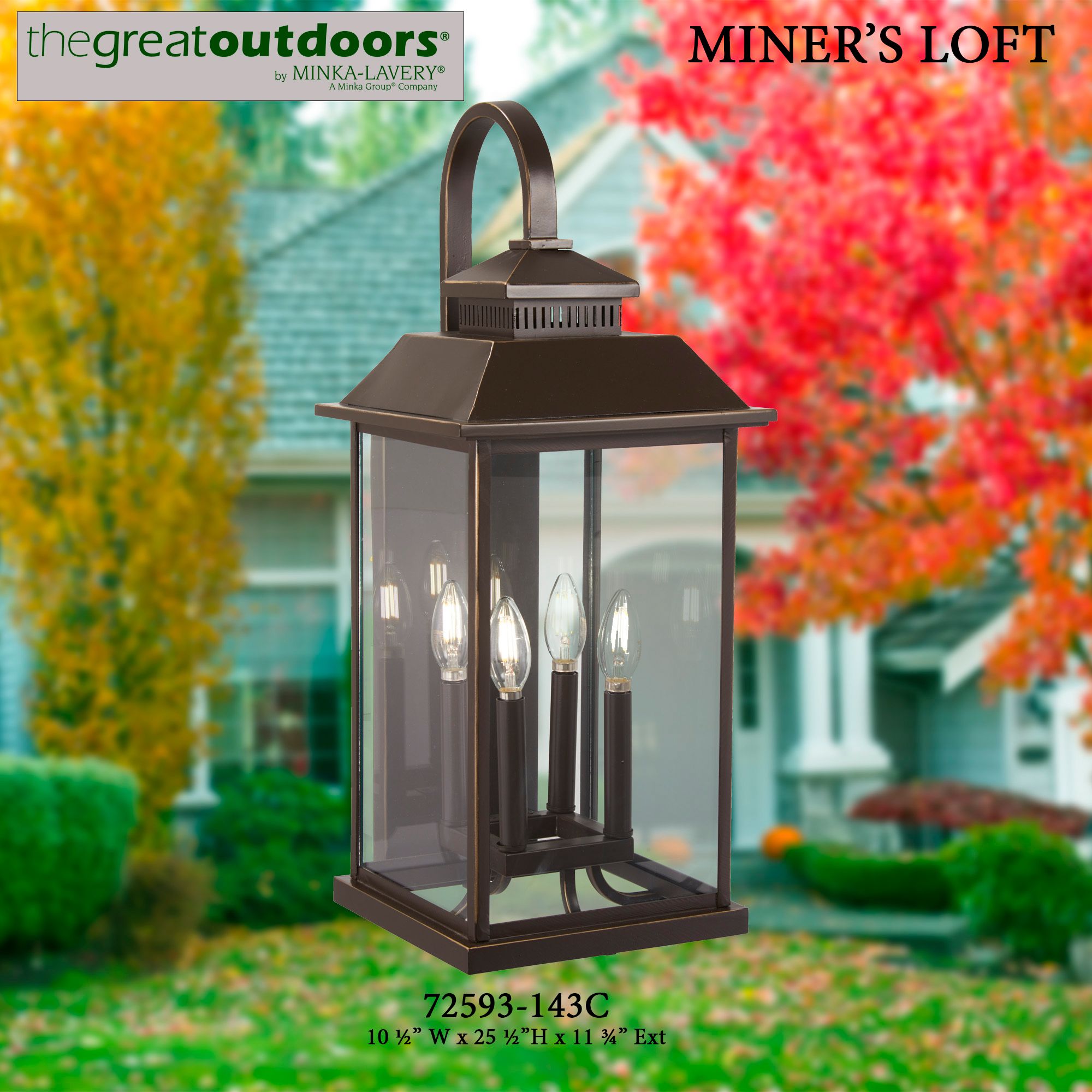 Image 6 The Great Outdoors Miner's Loft 4-Light Bronze and Gold OD Wall Mount more views