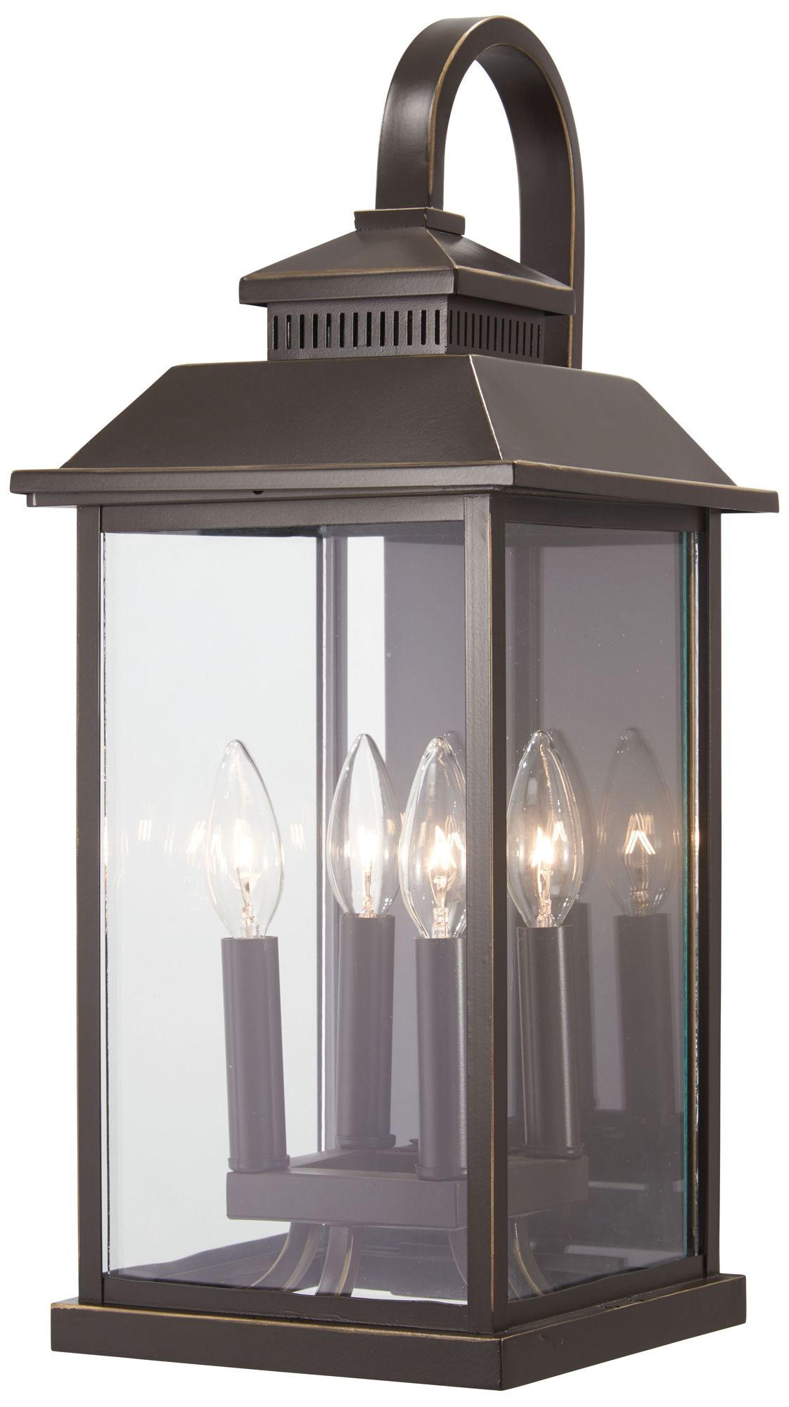 The Great Outdoors Miner's Loft 4-Light Bronze and Gold Outdoor Wall Mount