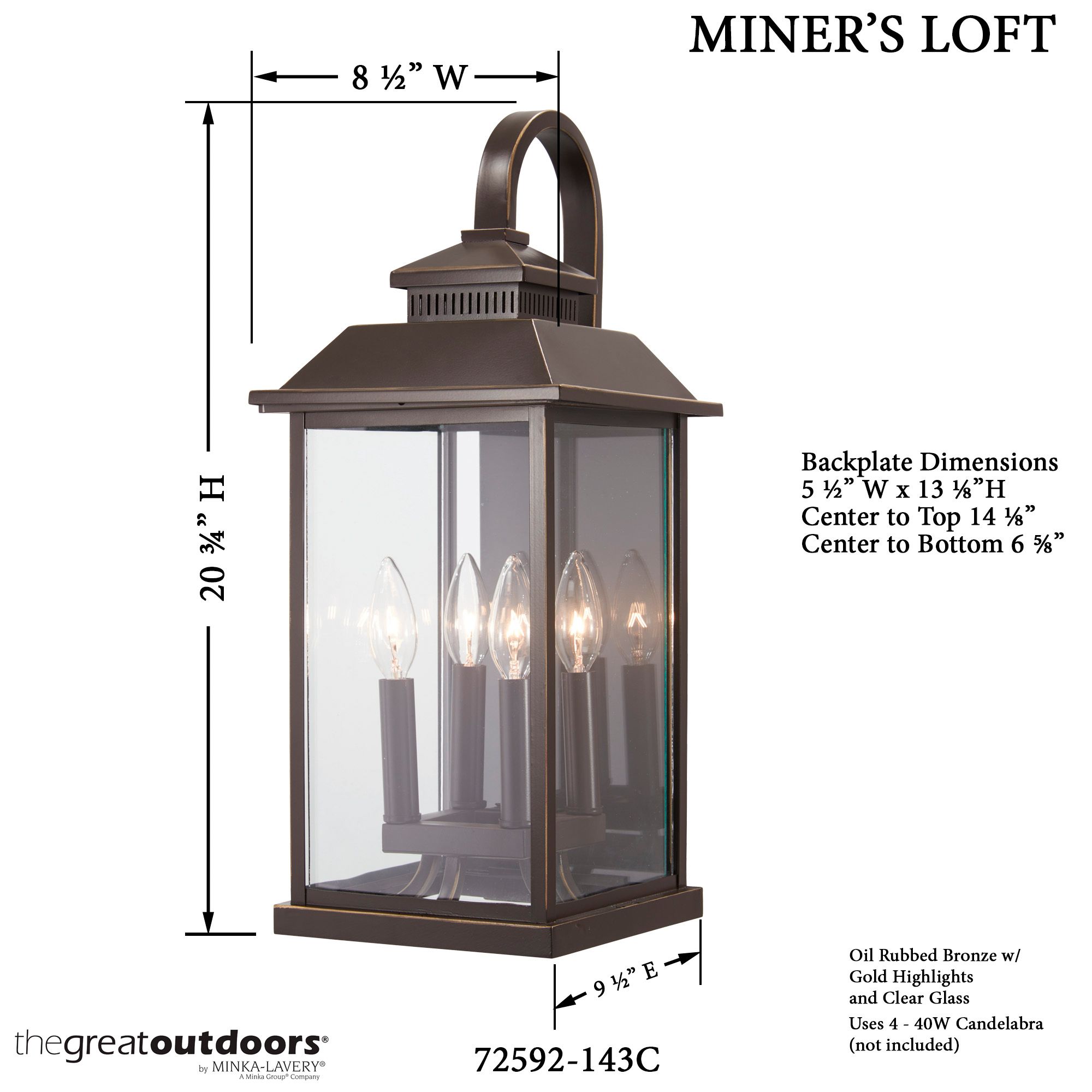 Image 5 The Great Outdoors Miner's Loft 4-Light Bronze and Gold Outdoor Wall Mount more views