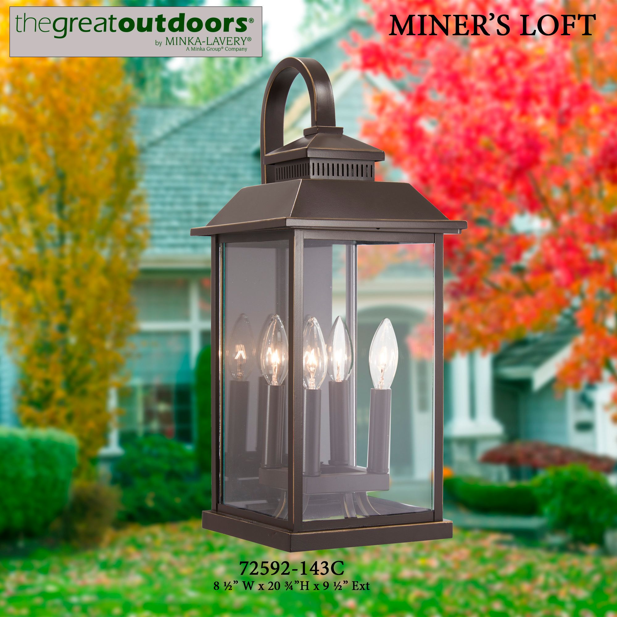 Image 6 The Great Outdoors Miner's Loft 4-Light Bronze and Gold Outdoor Wall Mount more views