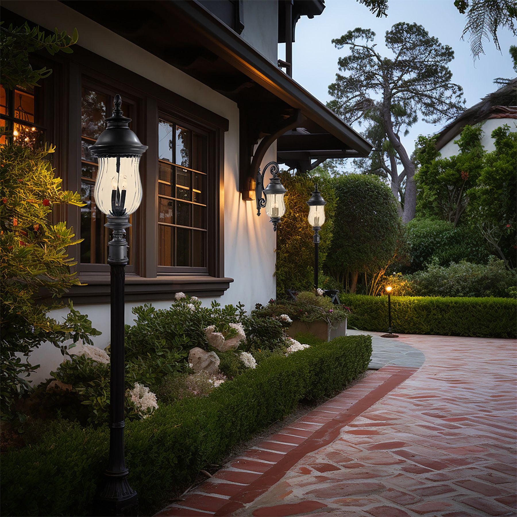 Image 5 The Great Outdoors Newport 3-Light Heritage Outdoor Wall Mount more views
