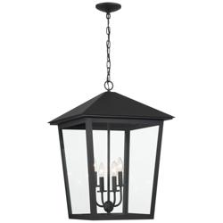 The Great Outdoors Noble Hill 4-Light Black Chain Hung with Glass Shade