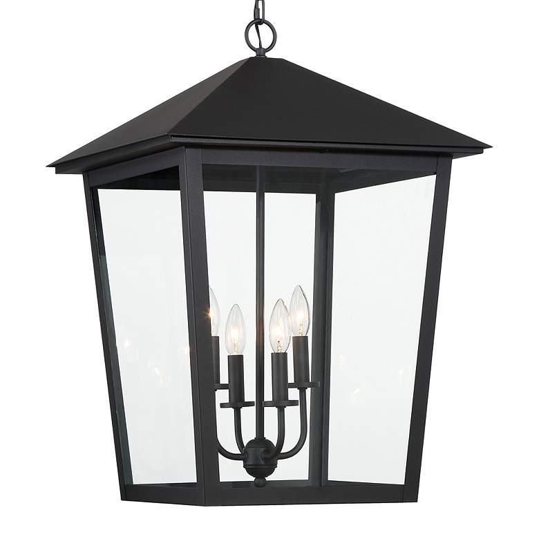 Image 2 The Great Outdoors Noble Hill 4-Light Black Chain Hung with Glass Shade more views