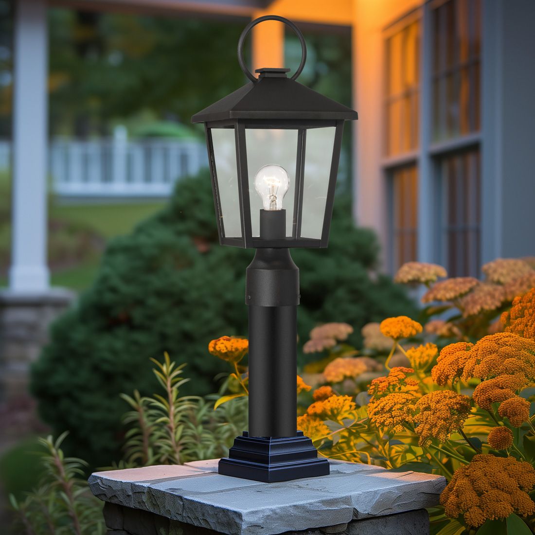 Image 6 The Great Outdoors Parkside 1-Light 8-in Sand Coal Black Outdoor Post Mount more views