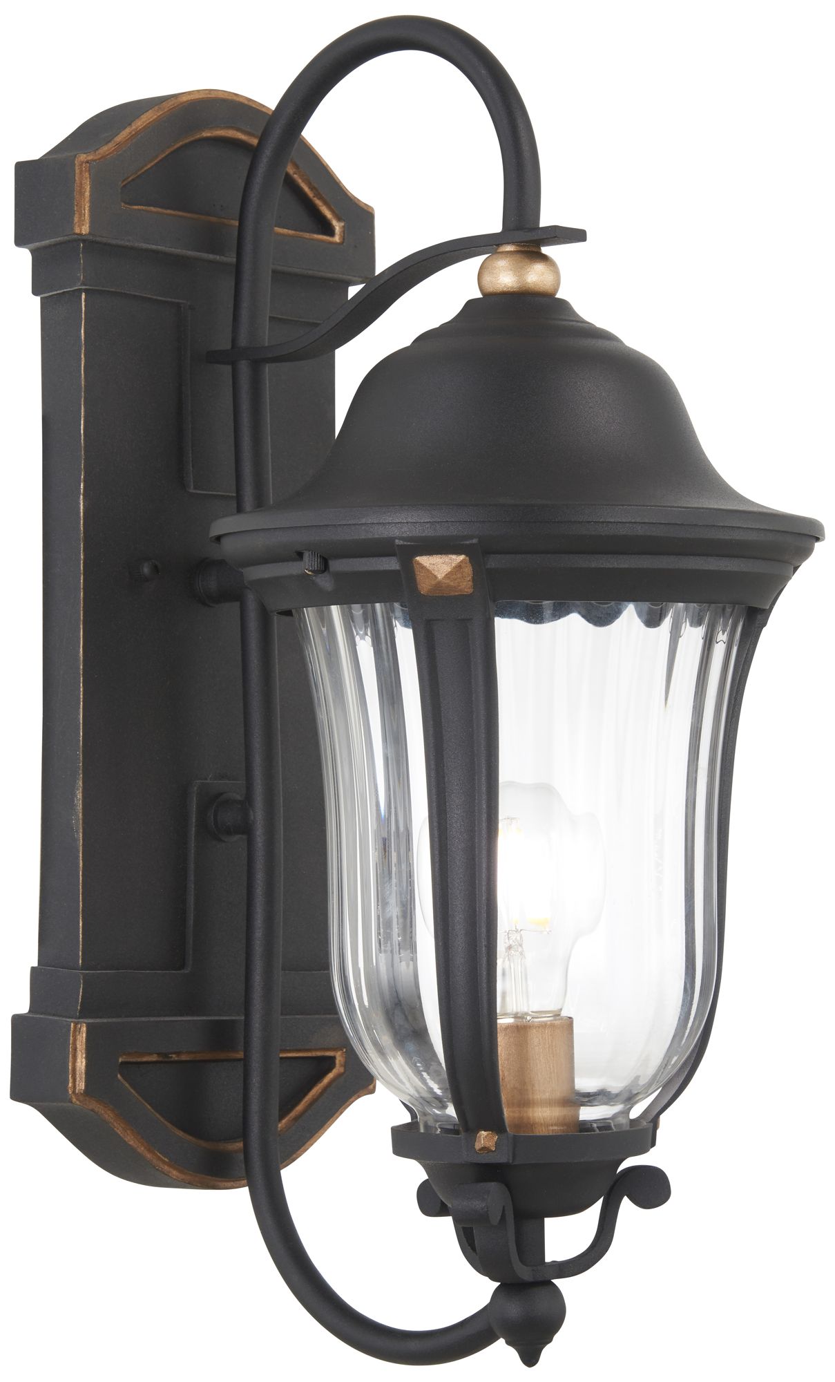 The Great Outdoors Peale Street 1-Light Coal and Gold Outdoor Wall Mount