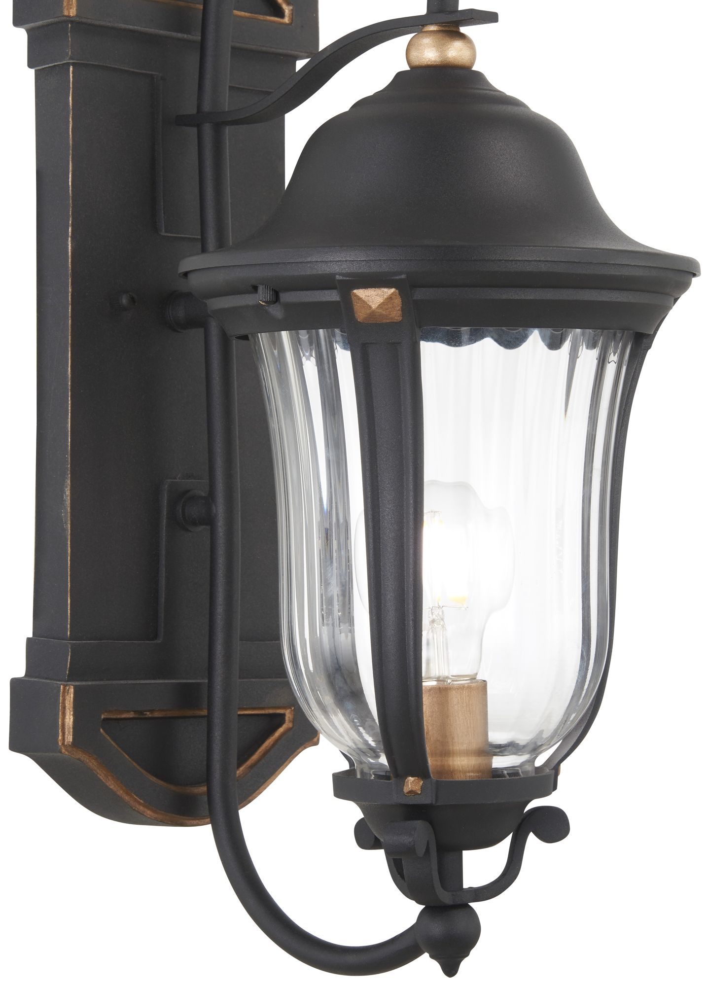 Image 3 The Great Outdoors Peale Street 1-Light Coal and Gold Outdoor Wall Mount more views