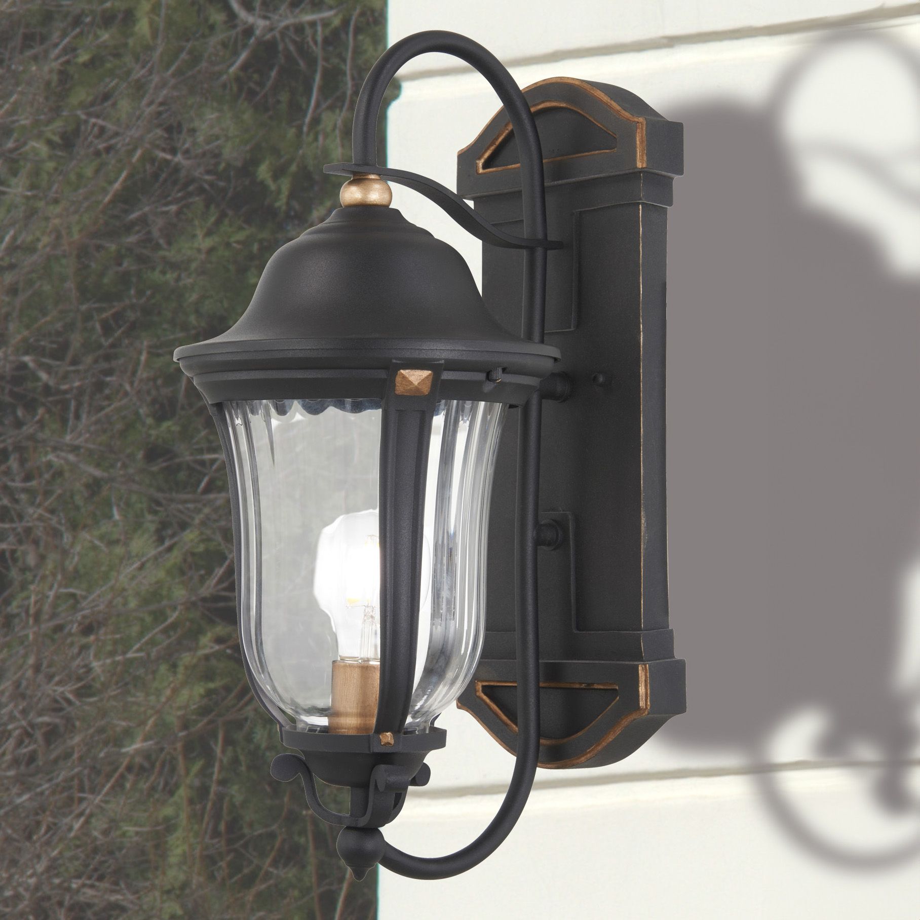 Image 6 The Great Outdoors Peale Street 1-Light Coal and Gold Outdoor Wall Mount more views