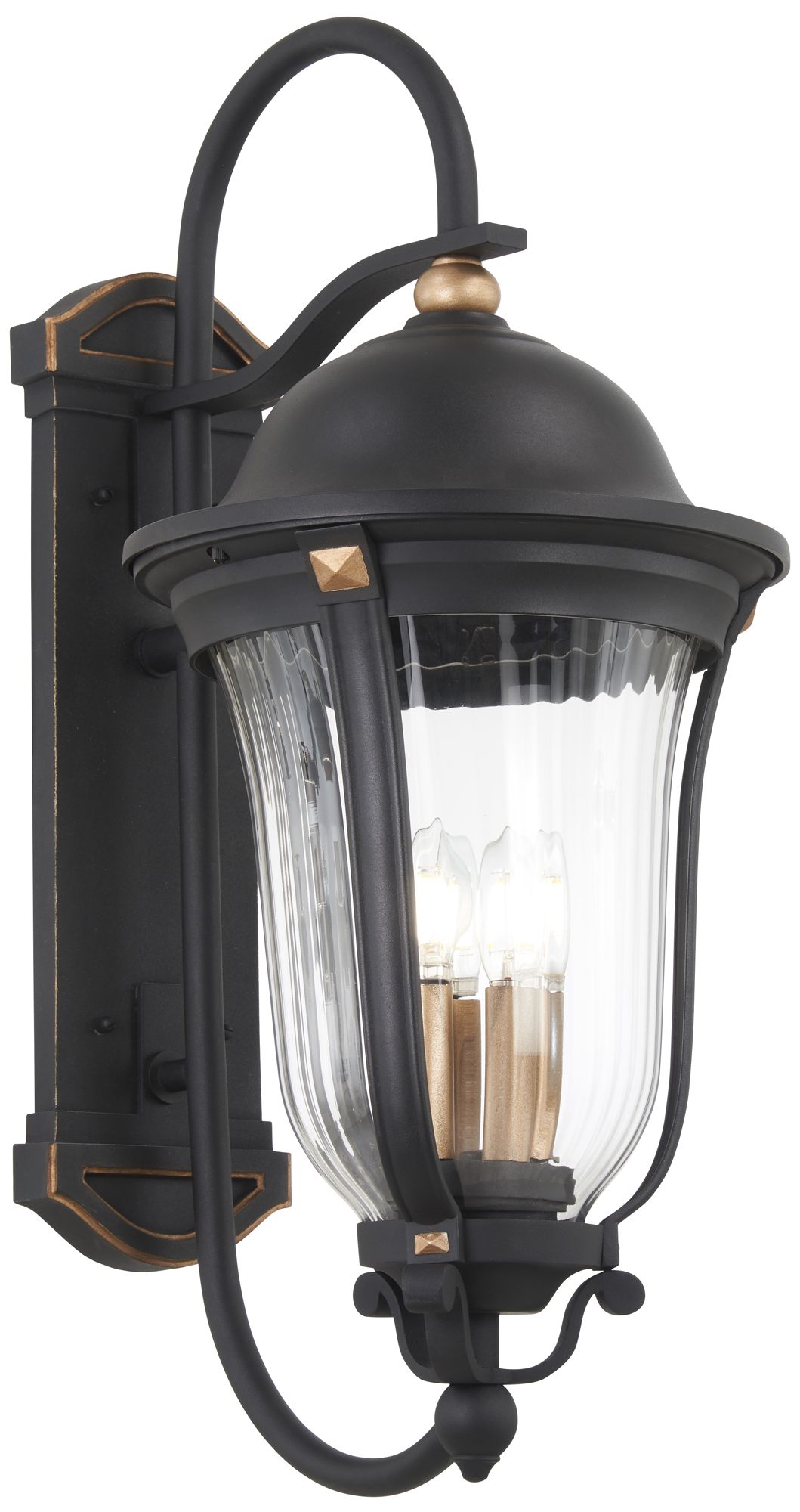 Image 2 The Great Outdoors Peale Street 3-Light Coal and Gold Outdoor Wall Mount