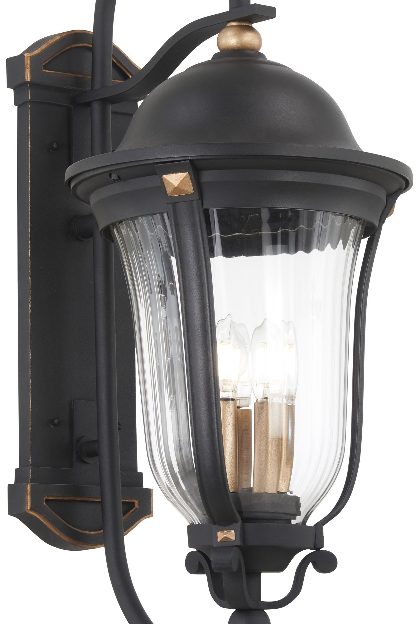 Image 3 The Great Outdoors Peale Street 3-Light Coal and Gold Outdoor Wall Mount more views