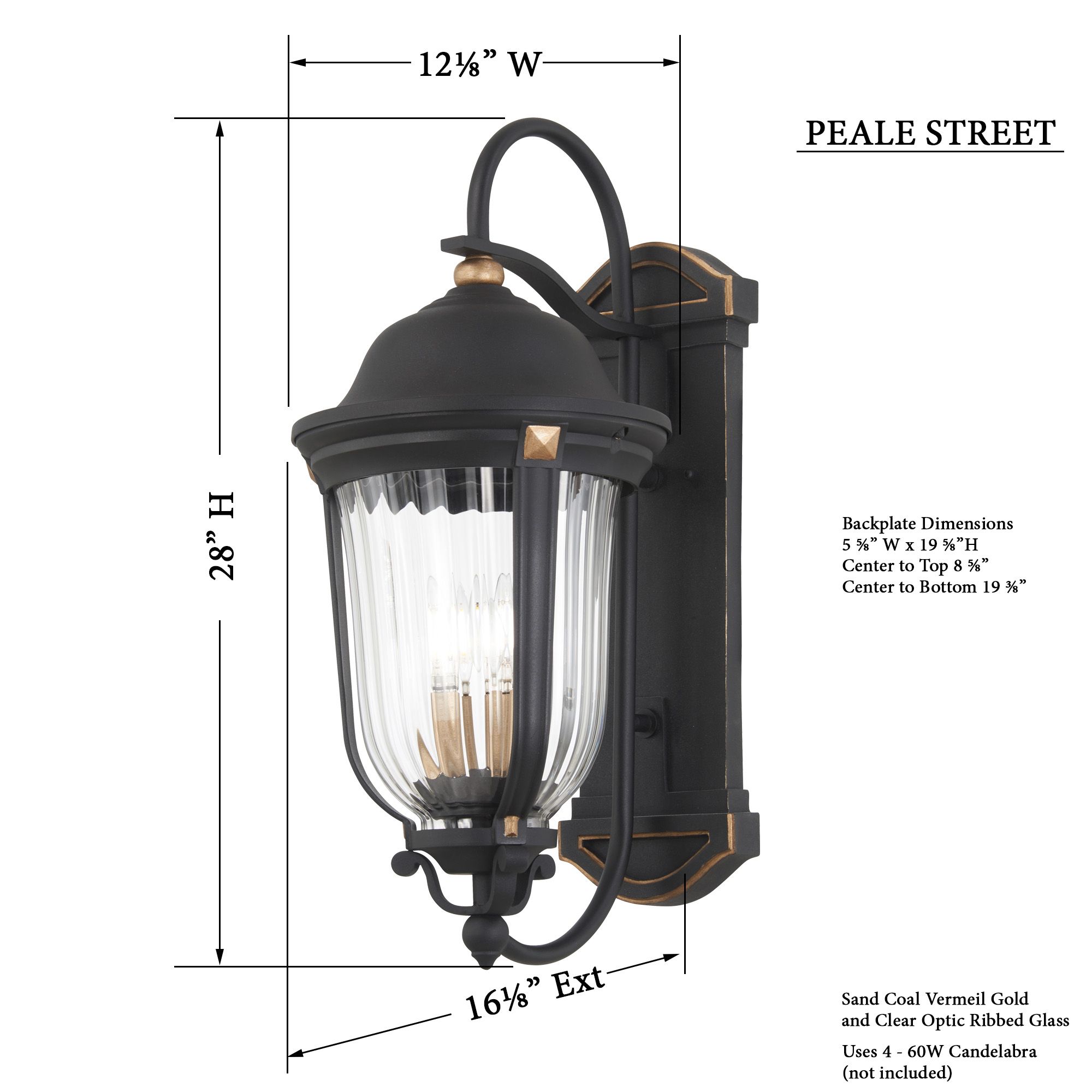 Image 4 The Great Outdoors Peale Street 4-Light Sand Coal Outdoor Wall Mount more views