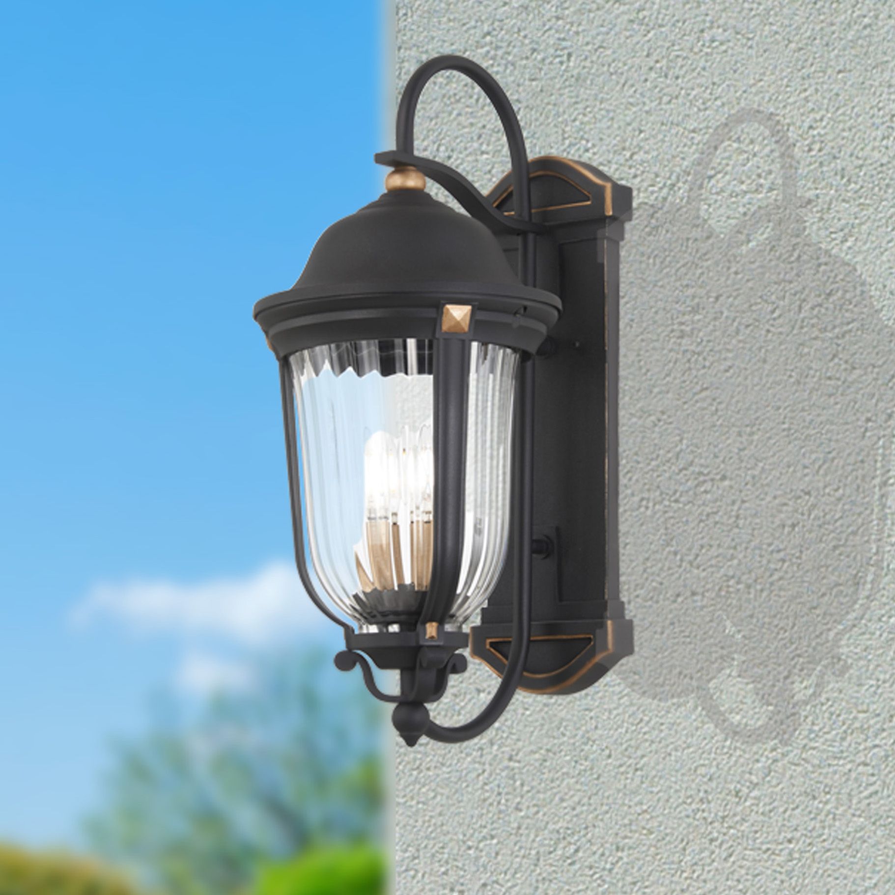 Image 5 The Great Outdoors Peale Street 4-Light Sand Coal Outdoor Wall Mount more views