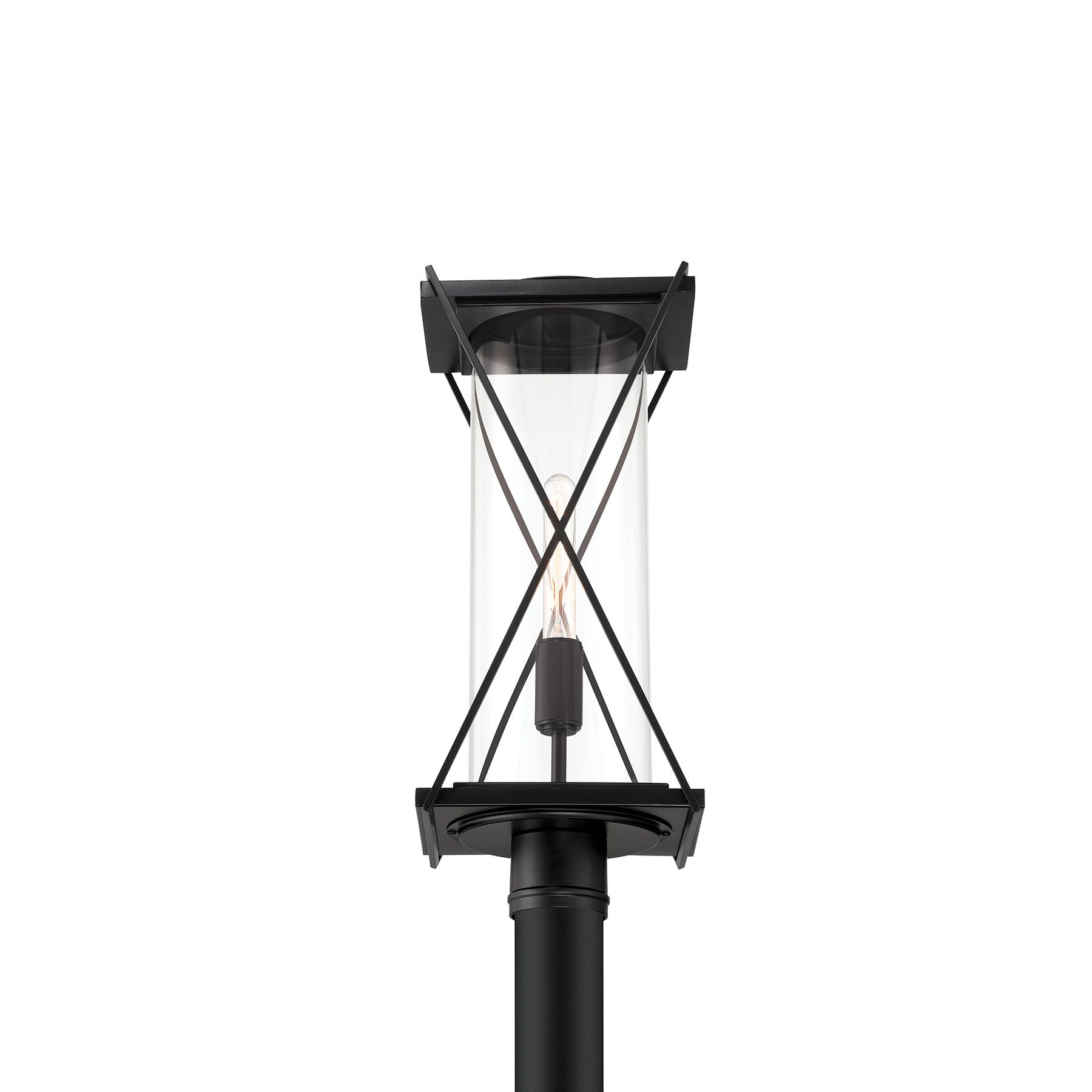Image 3 The Great Outdoors Rockhill 1-Light 22-in Matte Black Outdoor Post Mount more views