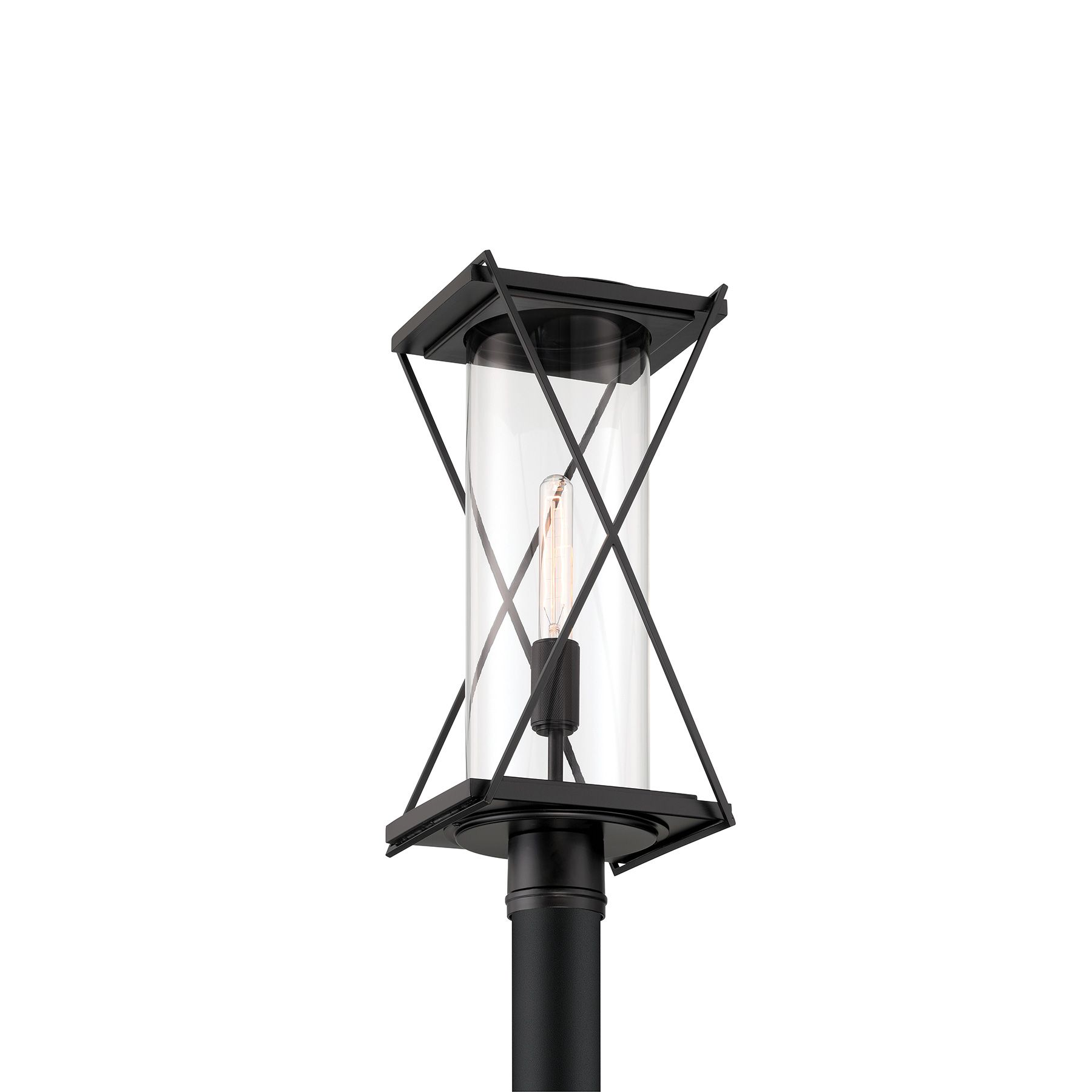 Image 4 The Great Outdoors Rockhill 1-Light 22-in Matte Black Outdoor Post Mount more views
