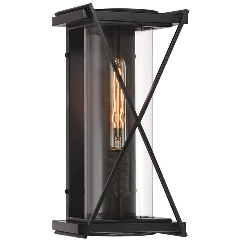 Image 1 The Great Outdoors Rockhill 1-Light 7.5-in Dark Matte Black Wall Sconce