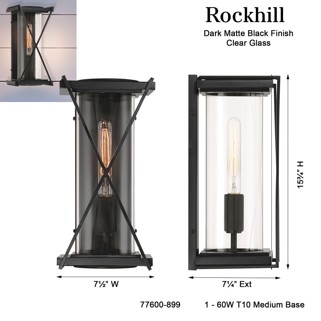 The Great Outdoors Rockhill 1-Light 7.5-in Dark Matte Black Wall Sconce