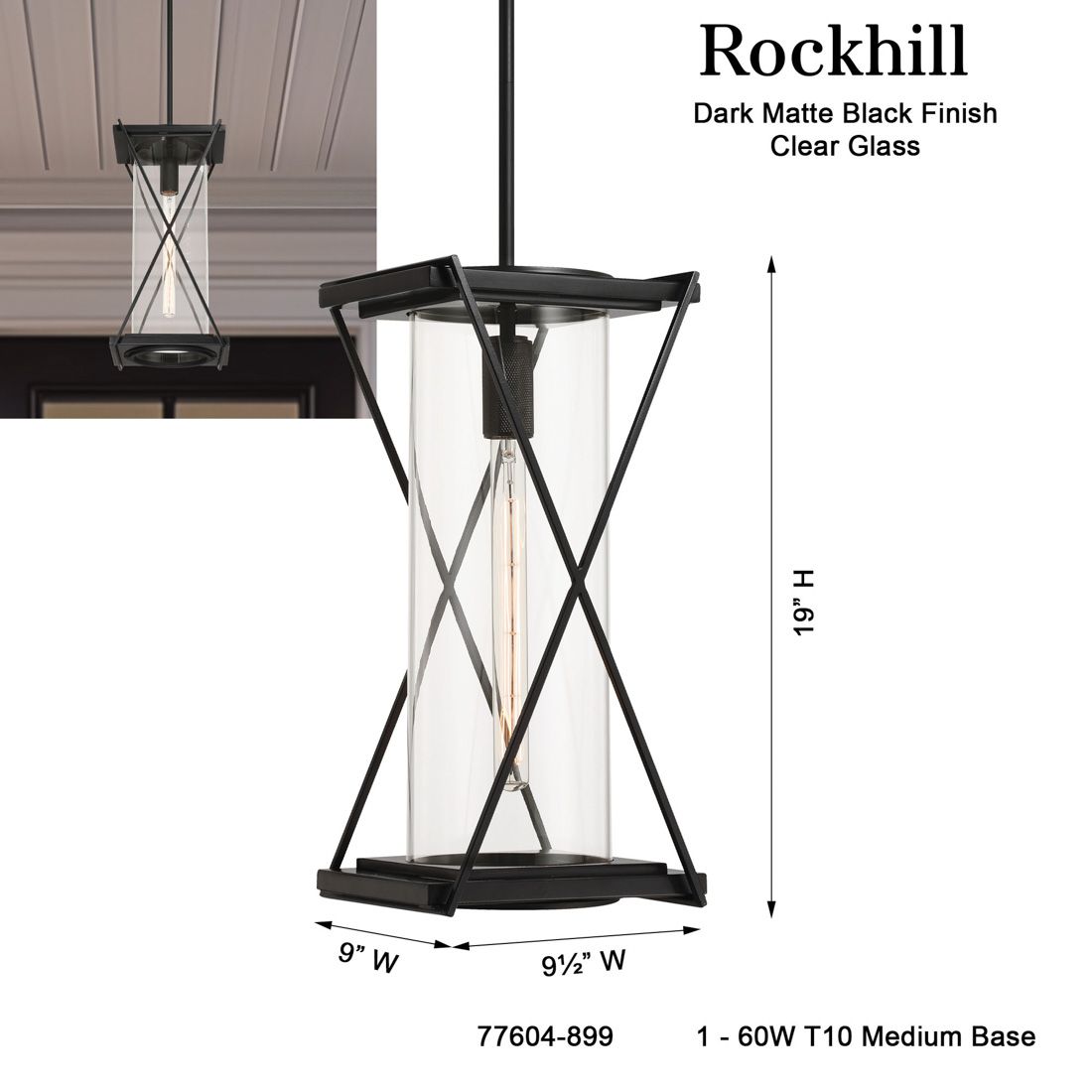The Great Outdoors Rockhill 1-Light 9.5-in Black Pendant Lighting