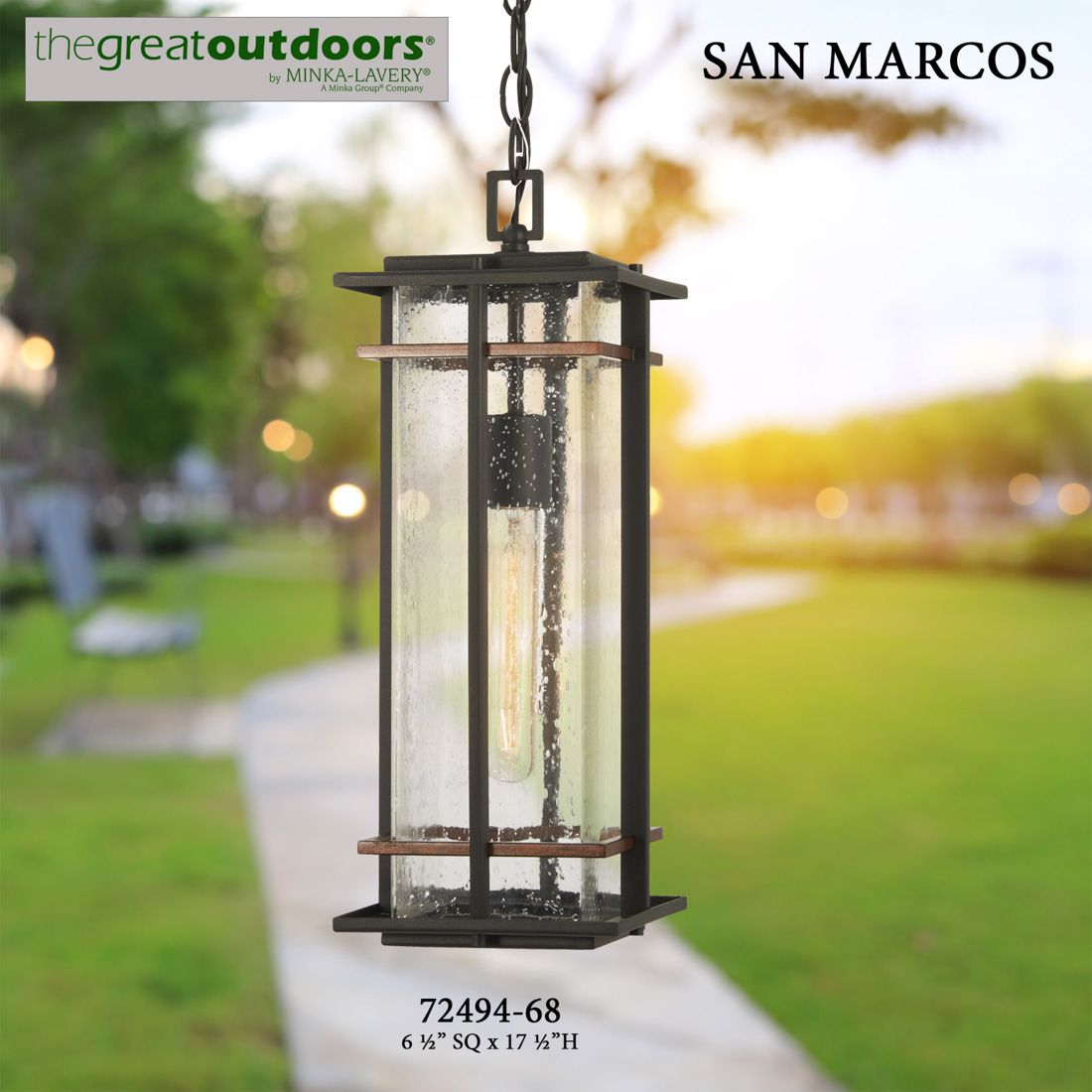 Image 3 The Great Outdoors San Marcos 1-Light Black Outdoor Hanging Lantern more views