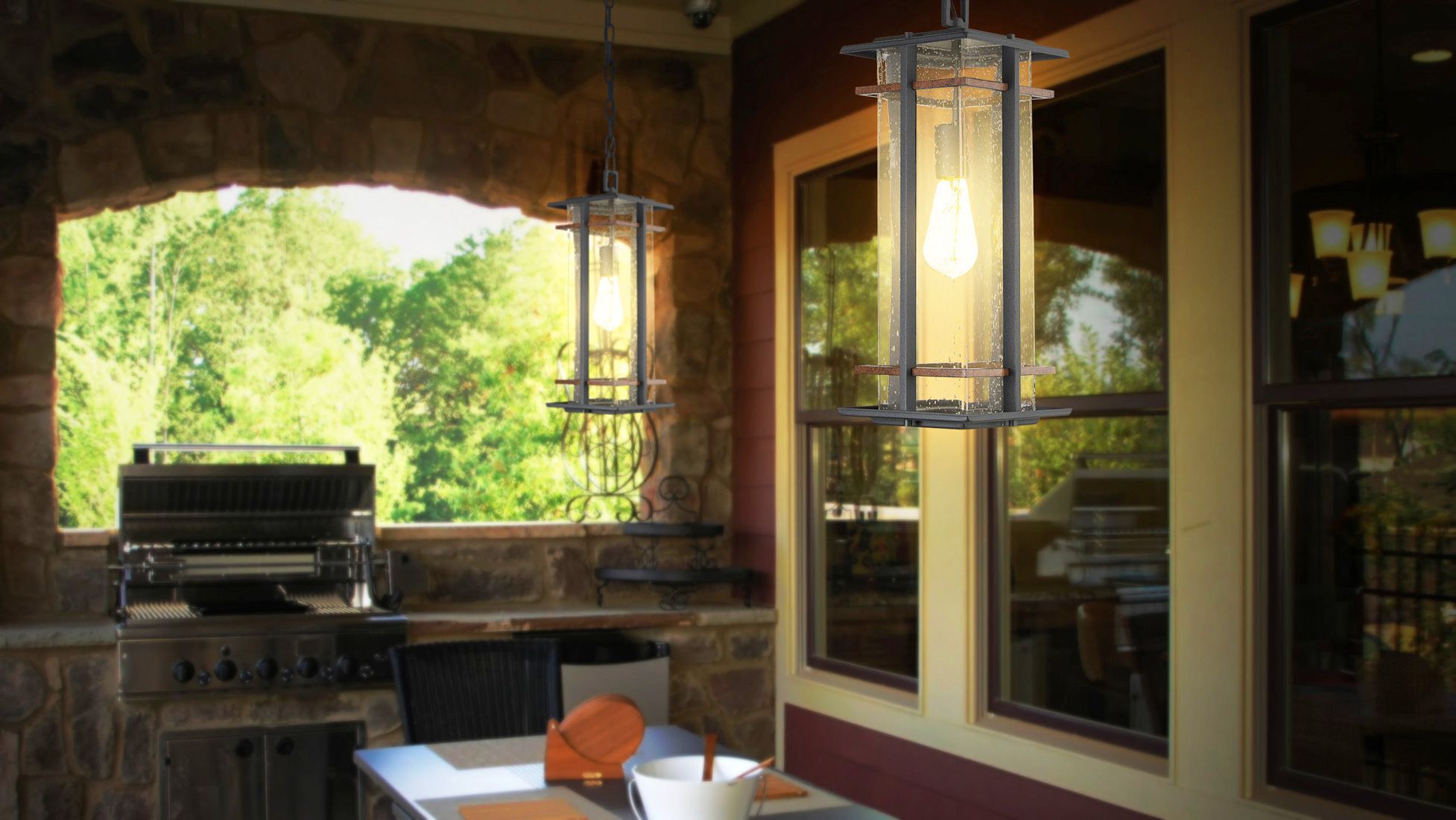 Image 5 The Great Outdoors San Marcos 1-Light Black Outdoor Hanging Lantern more views
