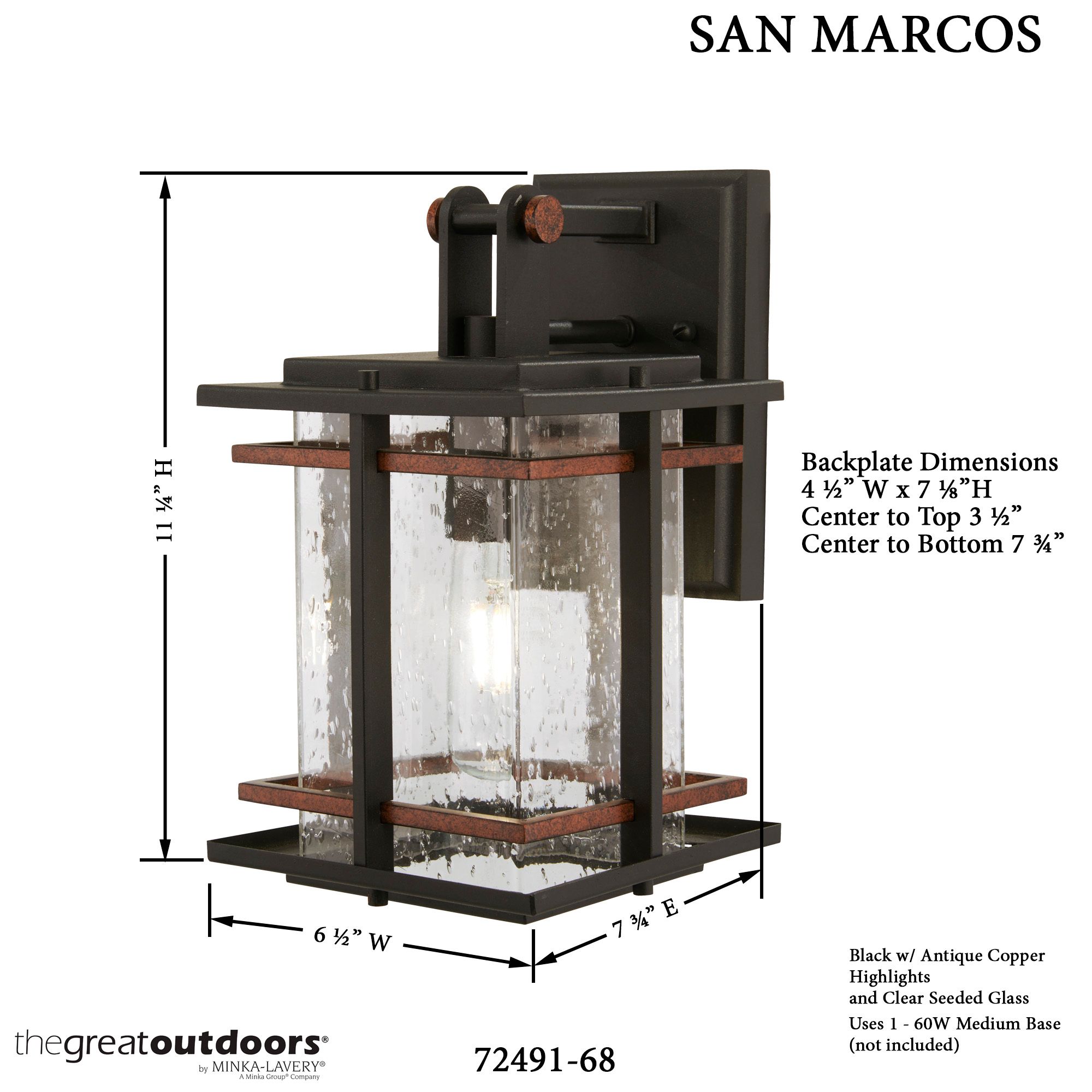 Image 6 The Great Outdoors San Marcos 1-Light Black Outdoor Wall Mount more views
