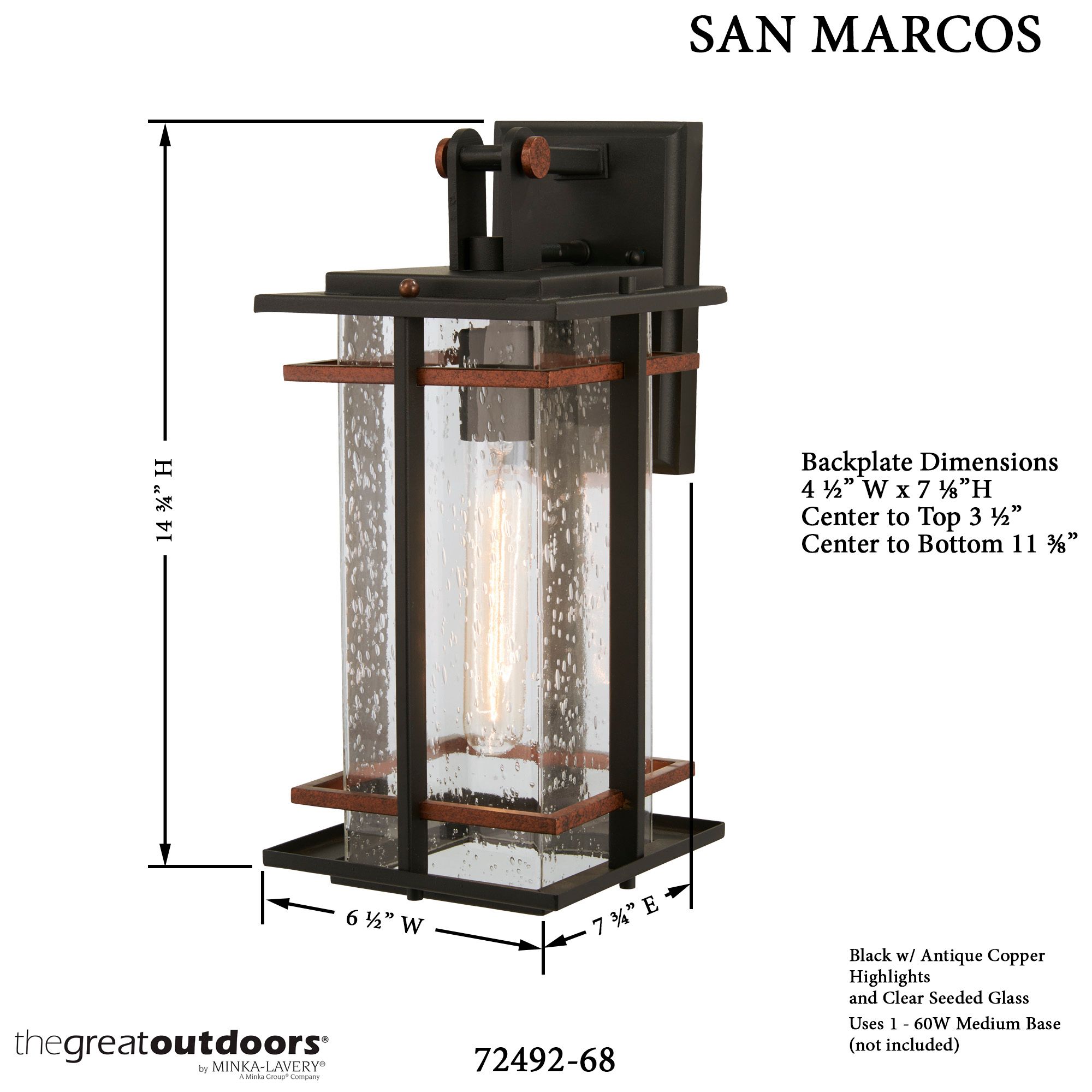 Image 6 The Great Outdoors San Marcos 1-Light Black Outdoor Wall Mount more views