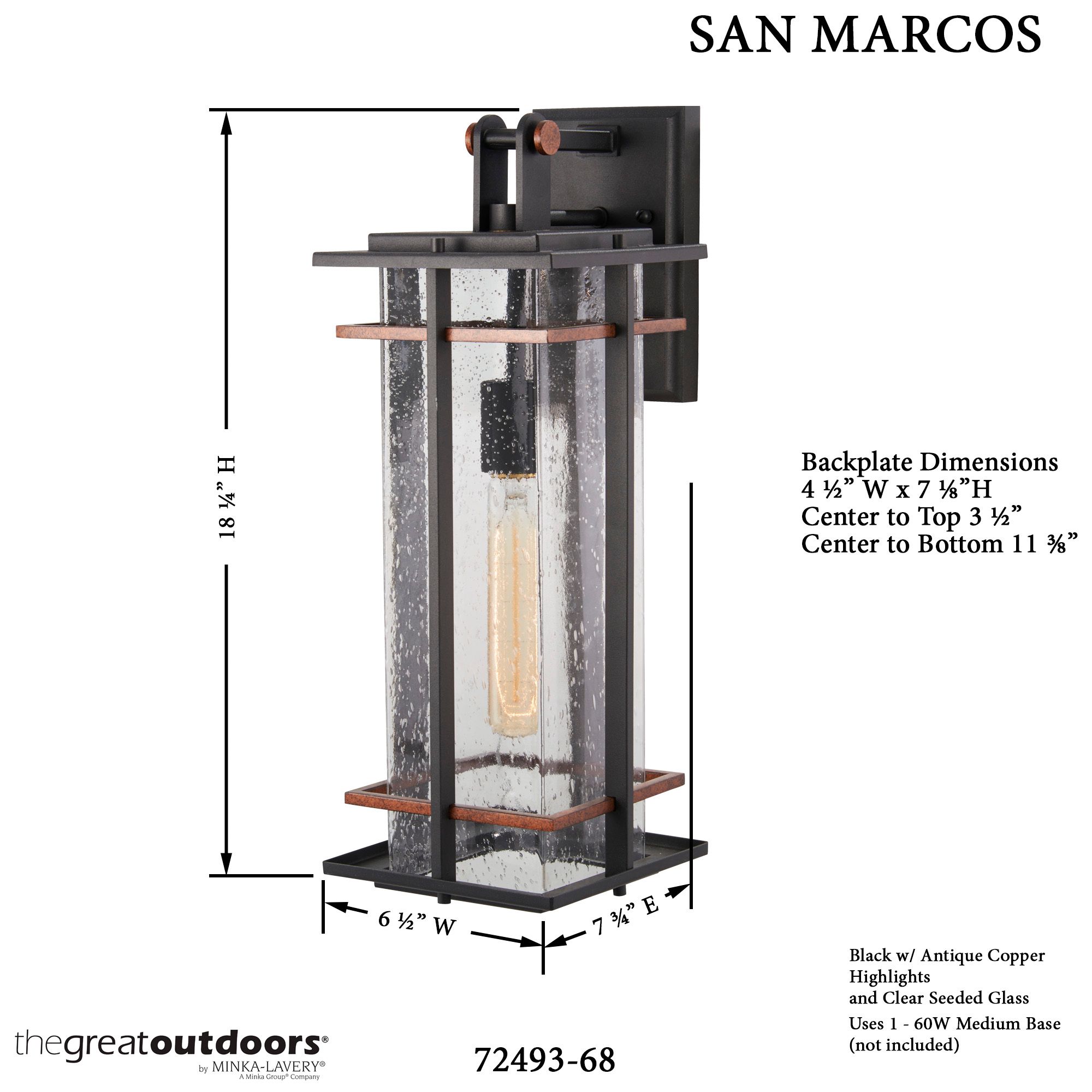 Image 6 The Great Outdoors San Marcos 1-Light Black Outdoor Wall Mount more views
