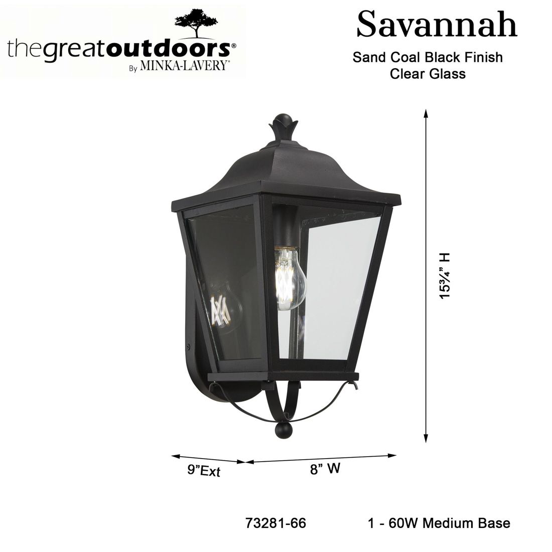 The Great Outdoors Savannah 1-Light Sand Coal Outdoor Wall Mount