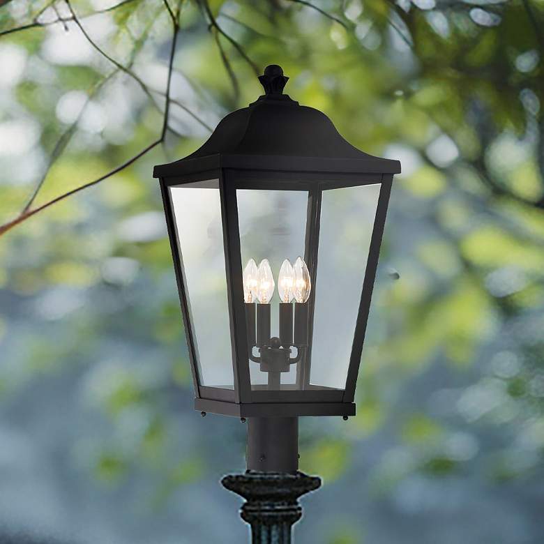 Image 1 The Great Outdoors Savannah 4-Light Sand Coal Outdoor Post Mount