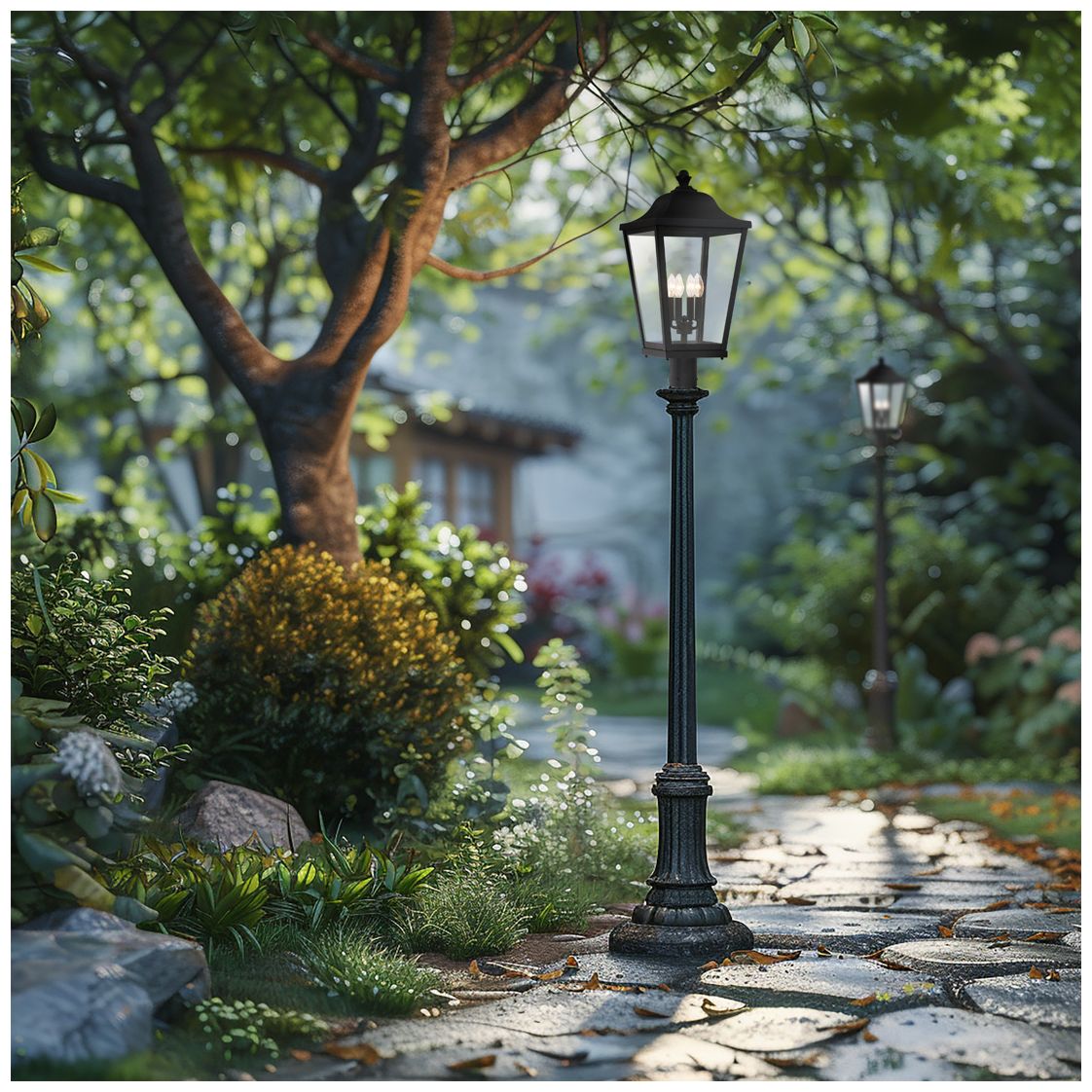 Image 4 The Great Outdoors Savannah 4-Light Sand Coal Outdoor Post Mount more views