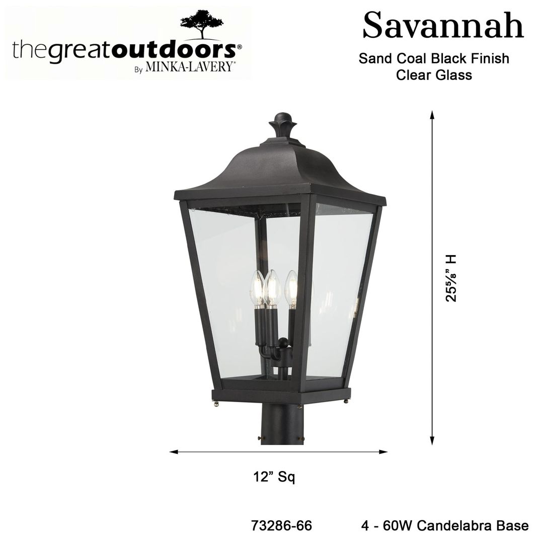 The Great Outdoors Savannah 4-Light Sand Coal Outdoor Post Mount
