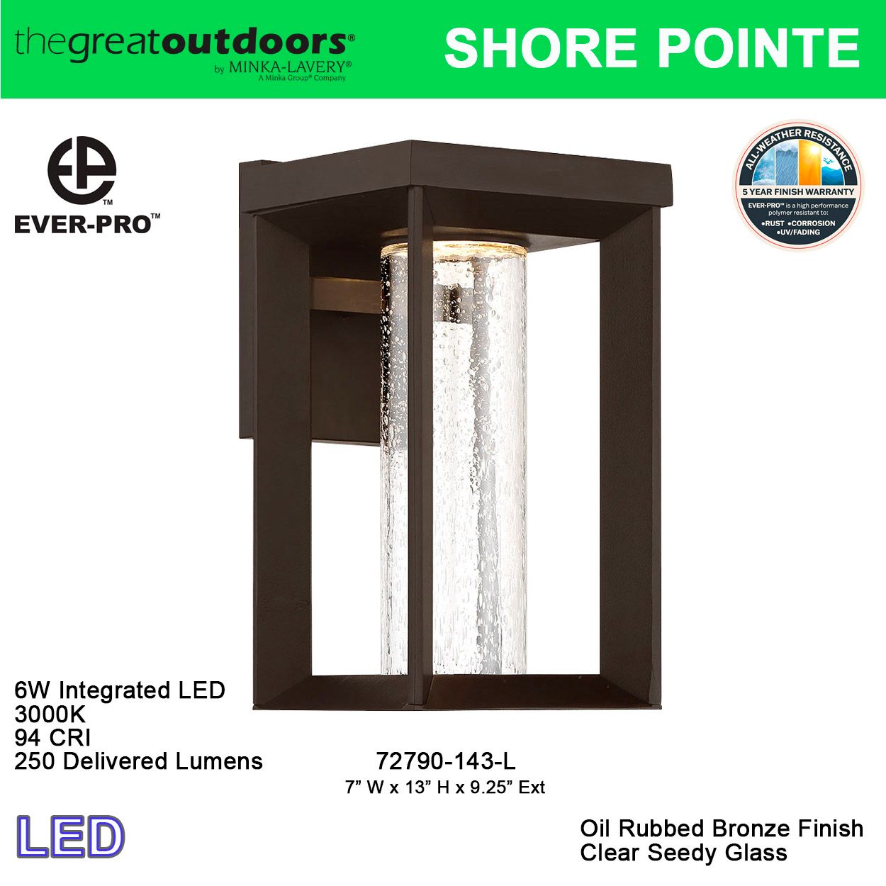 Image 5 The Great Outdoors Shore Pointe LED Oil Rubbed Bronze Outdoor Wall Mount more views