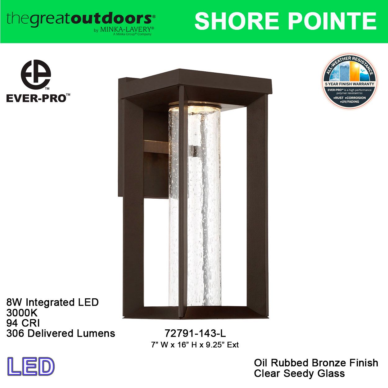 Image 5 The Great Outdoors Shore Pointe LED Oil Rubbed Bronze Outdoor Wall Mount more views
