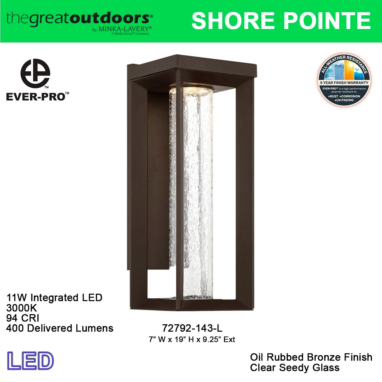Image 5 The Great Outdoors Shore Pointe LED Oil Rubbed Bronze Outdoor Wall Mount more views