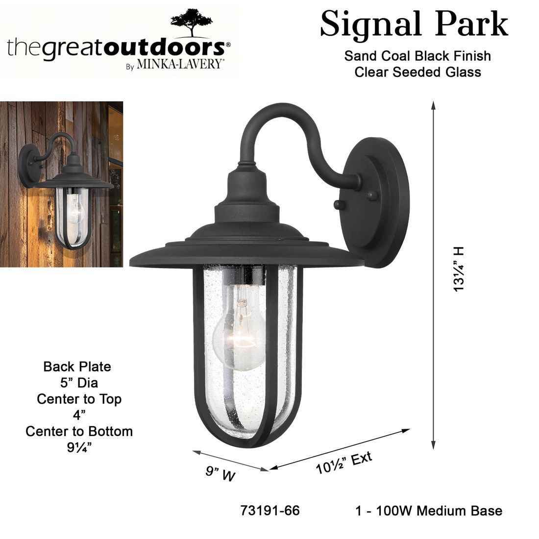 Image 7 The Great Outdoors Signal Park 1-Light Sand Coal Black Outdoor Wall Mount more views