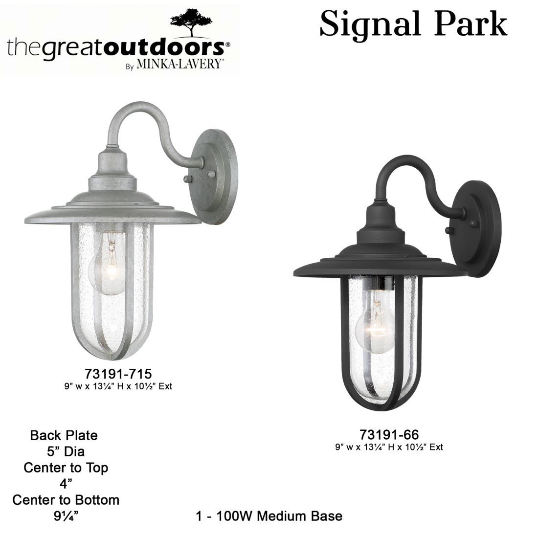 The Great Outdoors Signal Park 1-Light Sand Coal Black Outdoor Wall Mount