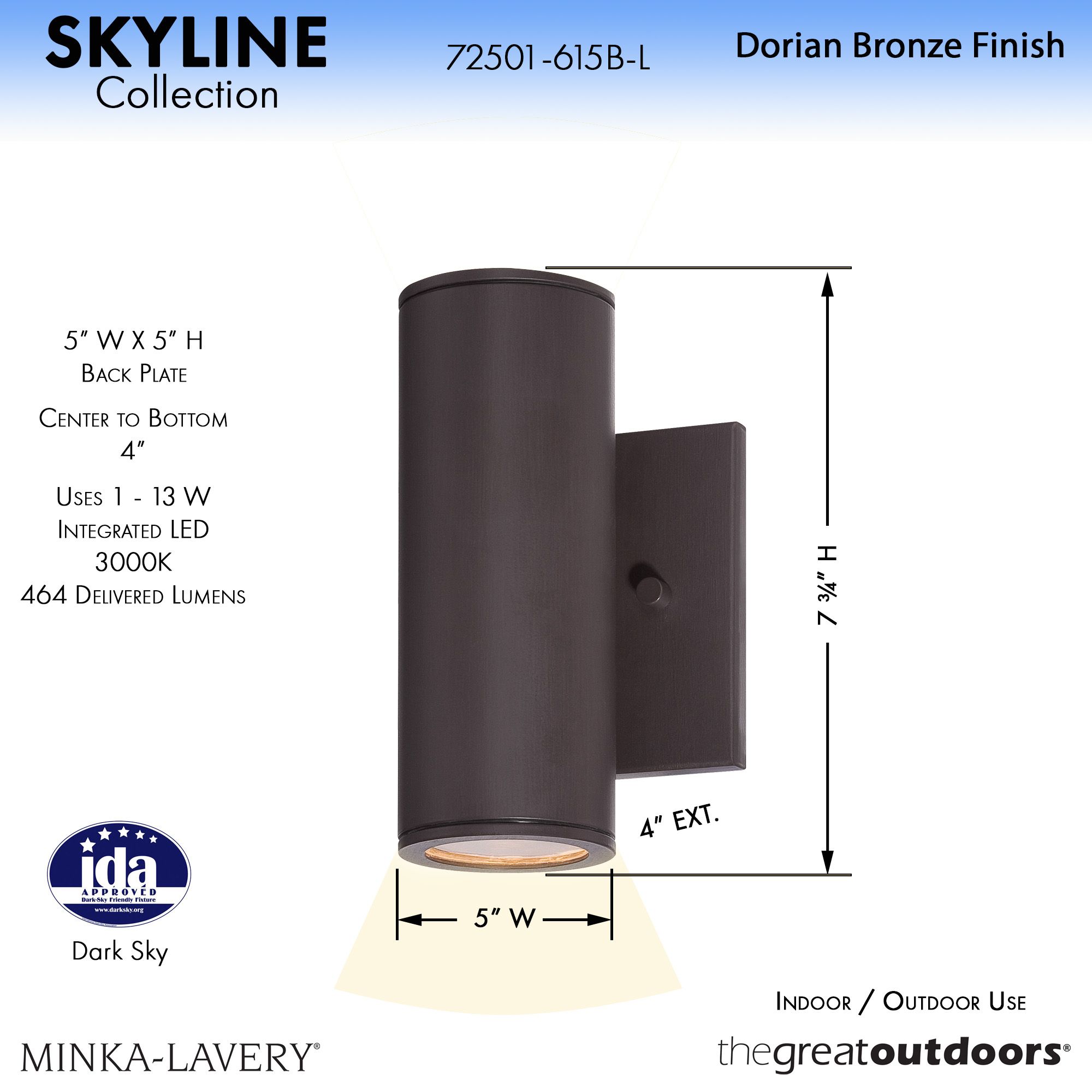 Image 4 The Great Outdoors Skyline LED 1-Light Dorian Bronze Outdoor Wall Mount more views