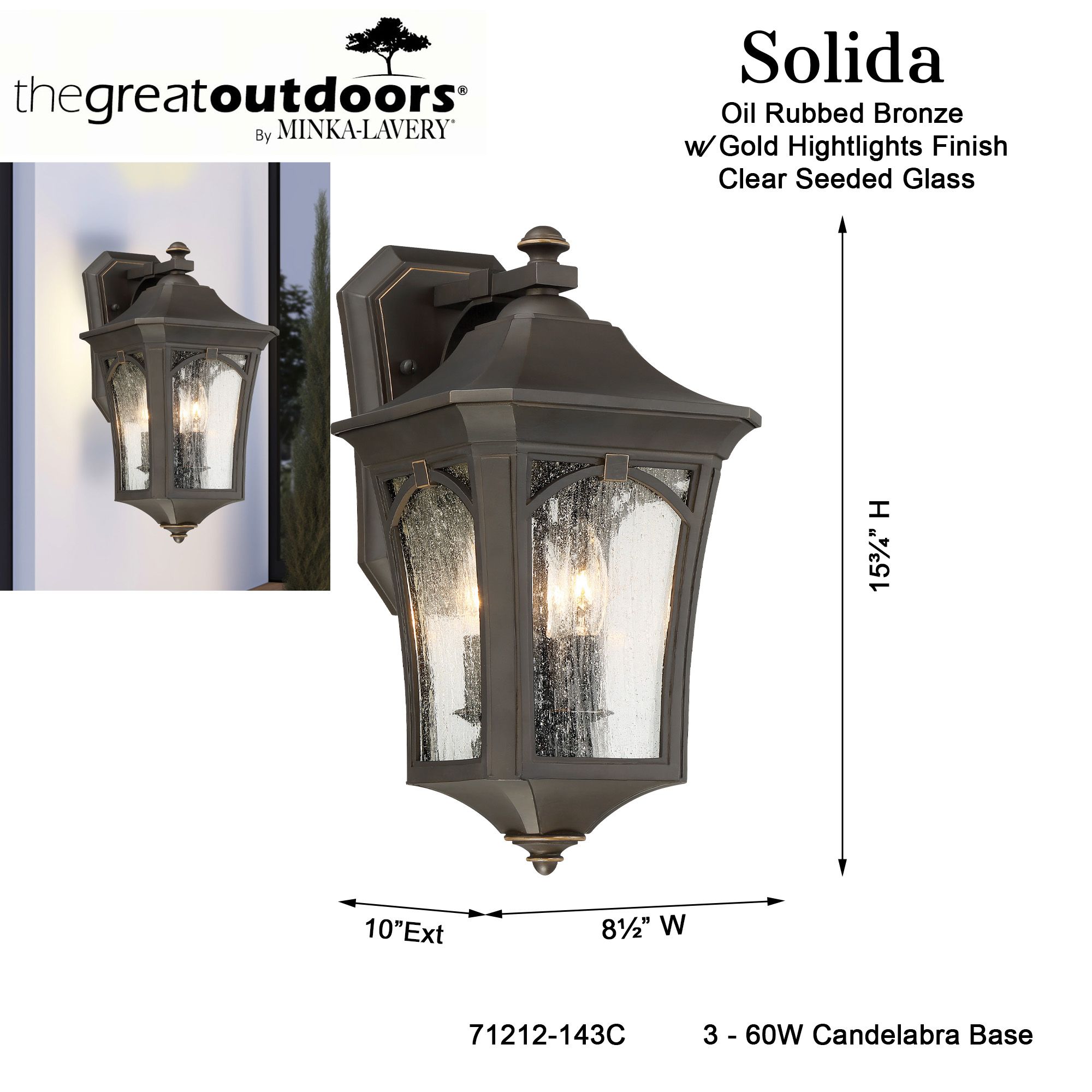 The Great Outdoors Solida 3-Light Oil Rubbed Bronze Outdoor Wall Mount