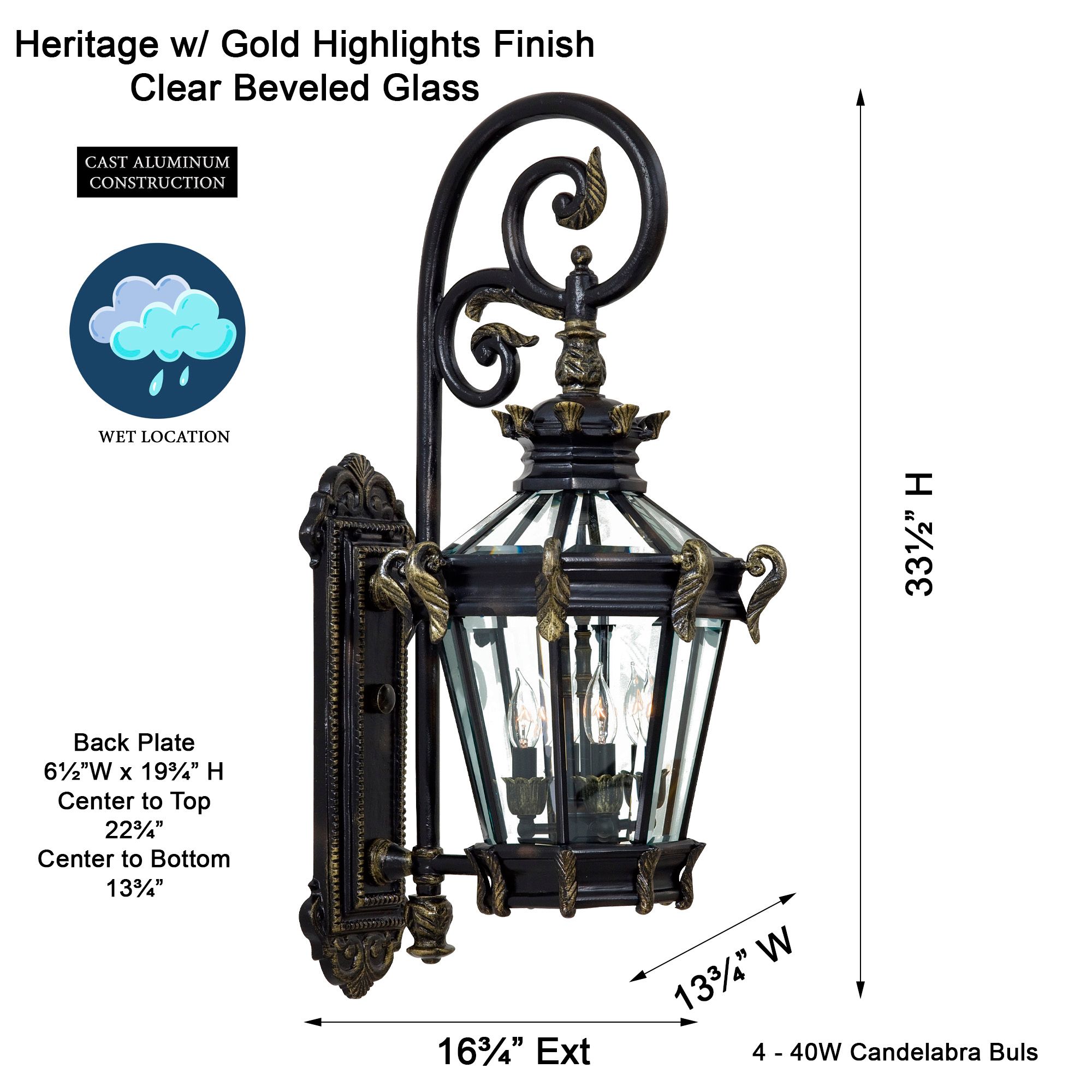 The Great Outdoors Stratford Hall 4-Light Bronze Outdoor Wall Mount in scene