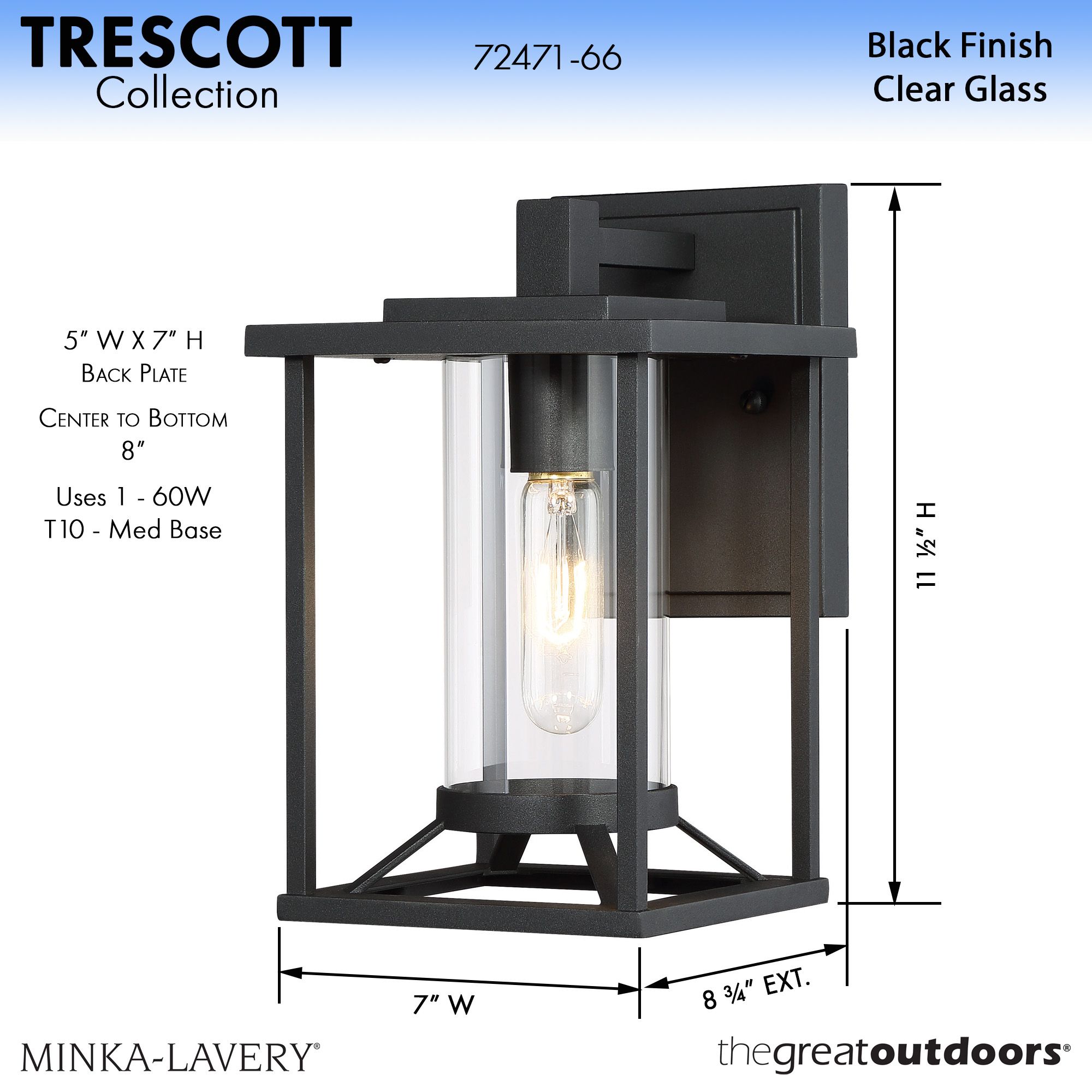 Image 4 The Great Outdoors Trescott 1-Light Black Outdoor Wall Mount more views