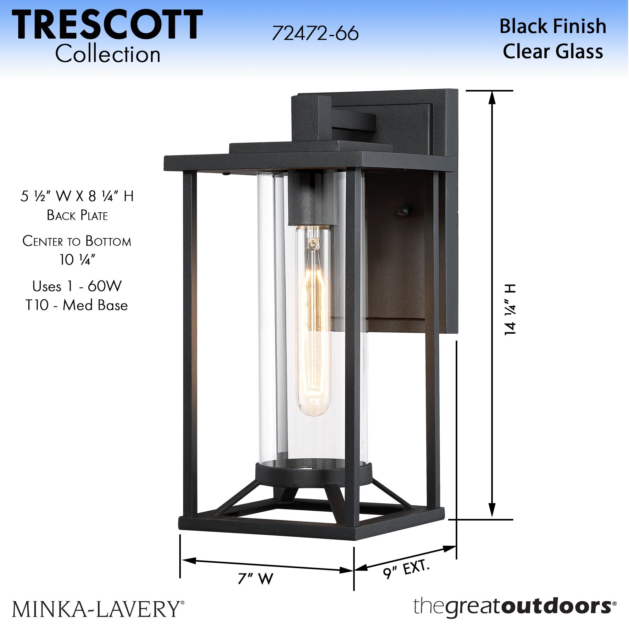 Image 7 The Great Outdoors Trescott 1-Light Black Outdoor Wall Mount more views