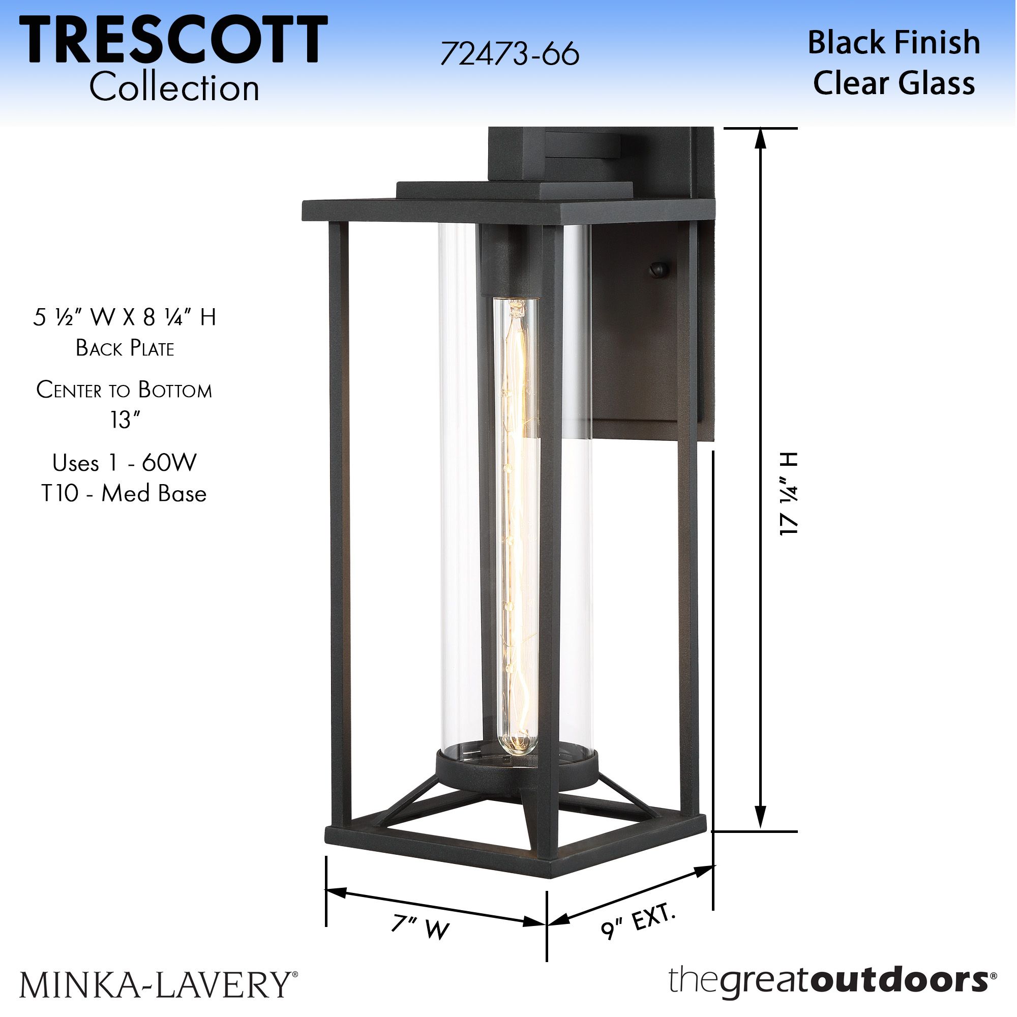 Image 7 The Great Outdoors Trescott 1-Light Black Outdoor Wall Mount more views
