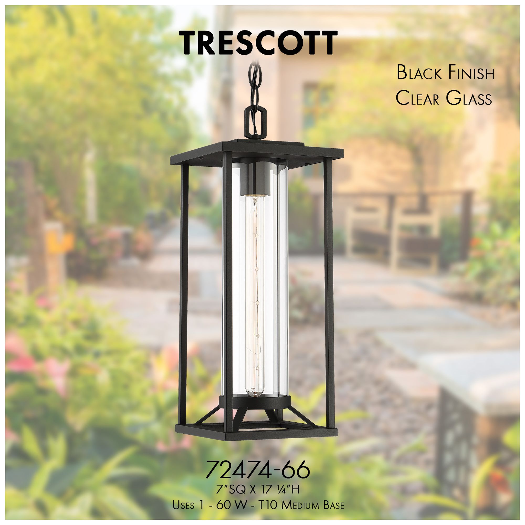 Image 3 The Great Outdoors  Trescott 1-Light Sand Coal Outdoor Chain Hung Lantern more views