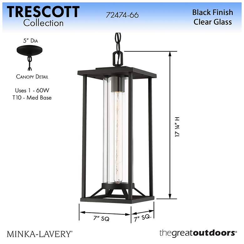 Image 7 The Great Outdoors  Trescott 1-Light Sand Coal Outdoor Chain Hung Lantern more views