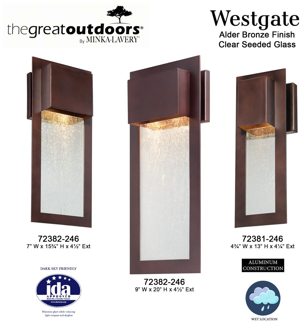 Image 7 The Great Outdoors Westgate 1-Light Alder Bronze Outdoor Wall Mount more views