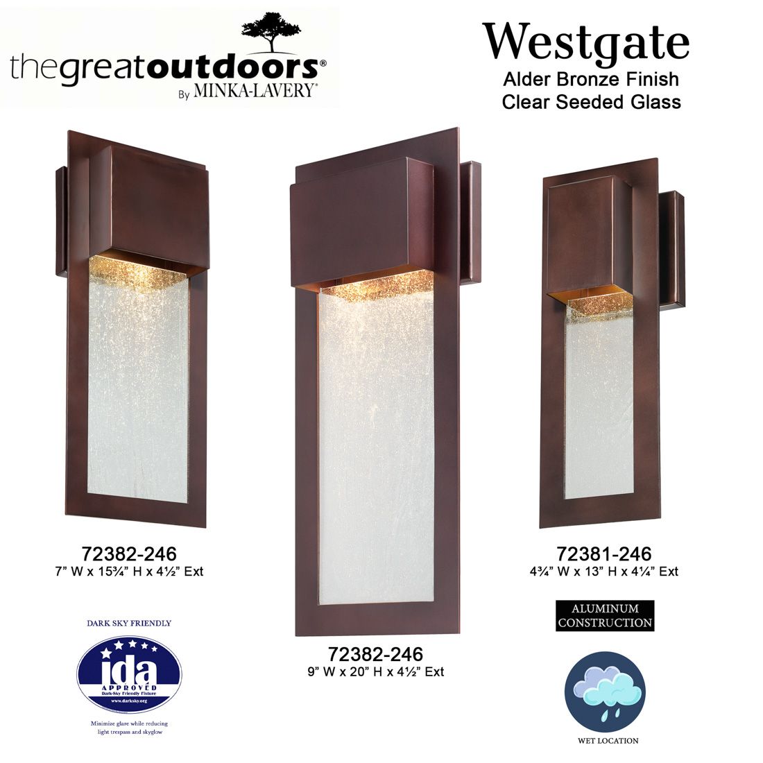 Image 6 The Great Outdoors Westgate 1-Light Alder Bronze Outdoor Wall Mount more views