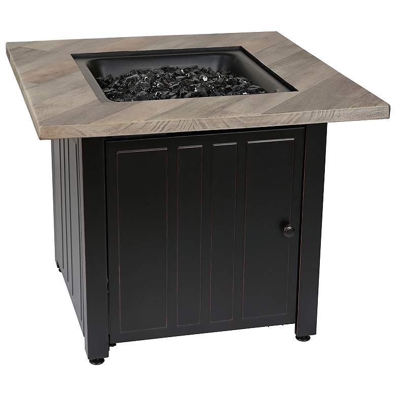 Image 2 The Harper 30"W Cement Resin Mantel LP Gas Fire Pit Table more views