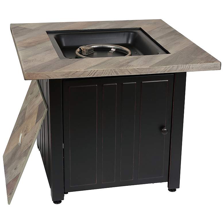 Image 3 The Harper 30"W Cement Resin Mantel LP Gas Fire Pit Table more views