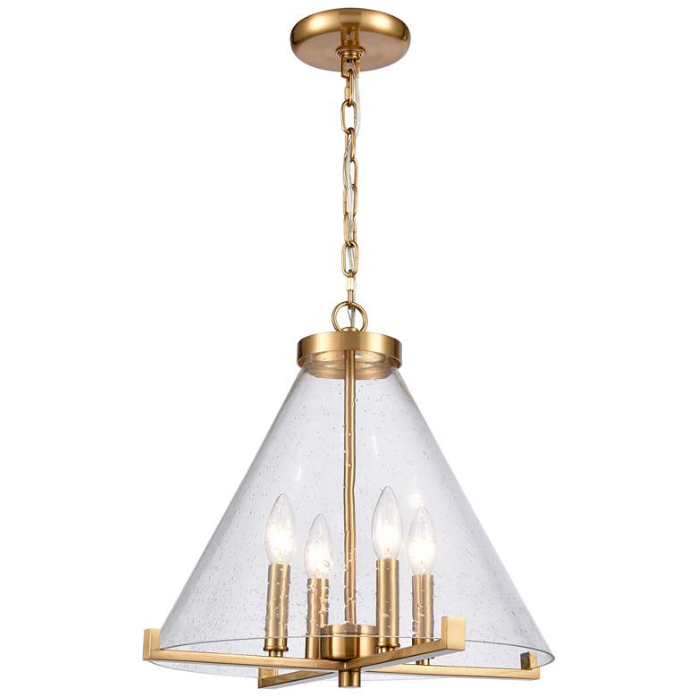 Image 1 The Holding 17 inch Wide 4-Light Pendant - Satin Brass