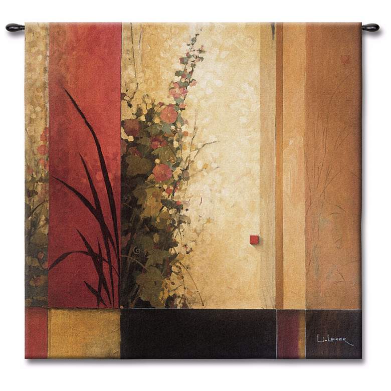 Image 1 The Hollyhock Garden Large 53 inch Wide Wall Tapestry