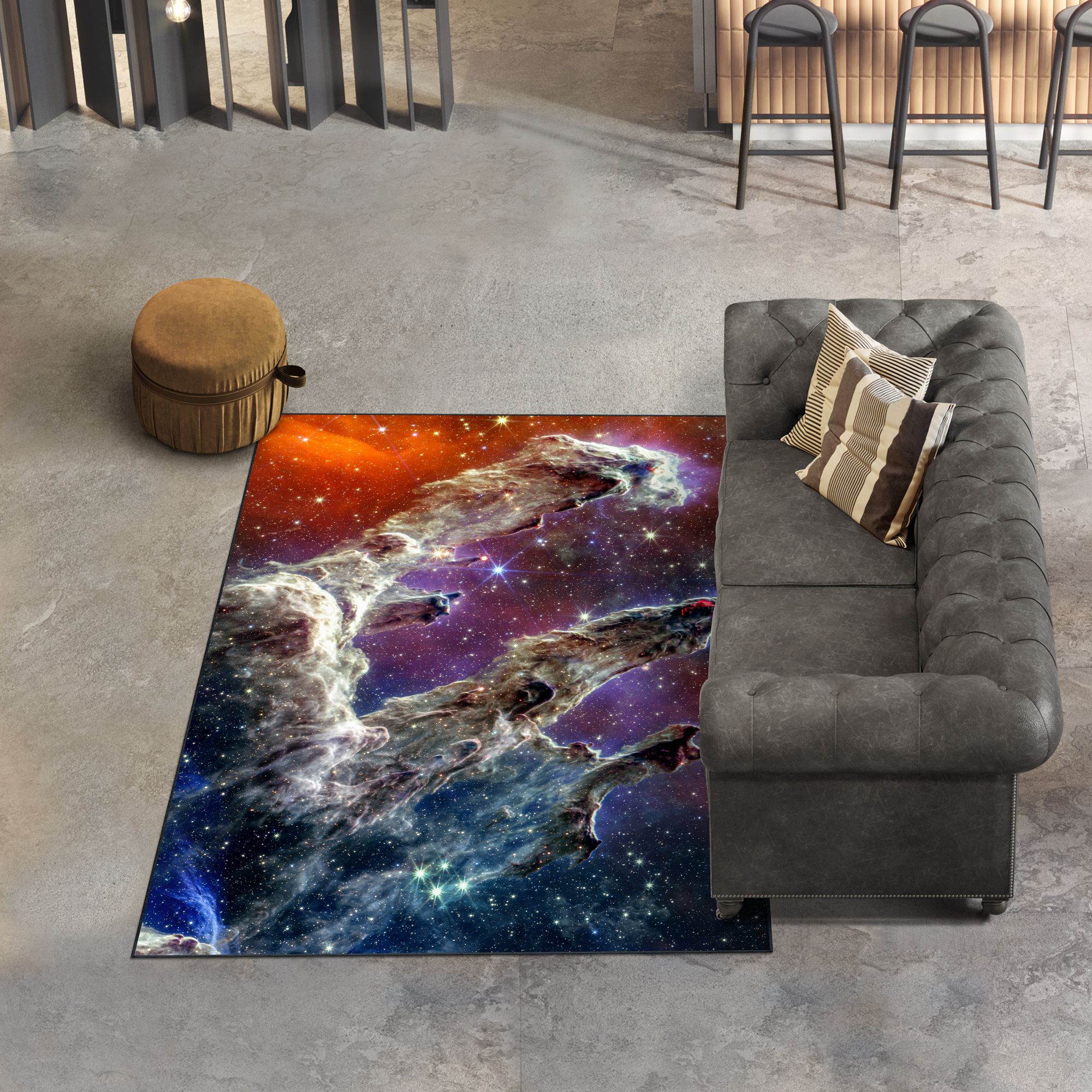 Image 2 The Hubble Space Telescope Washable Art Area Rug size 5'x8' more views